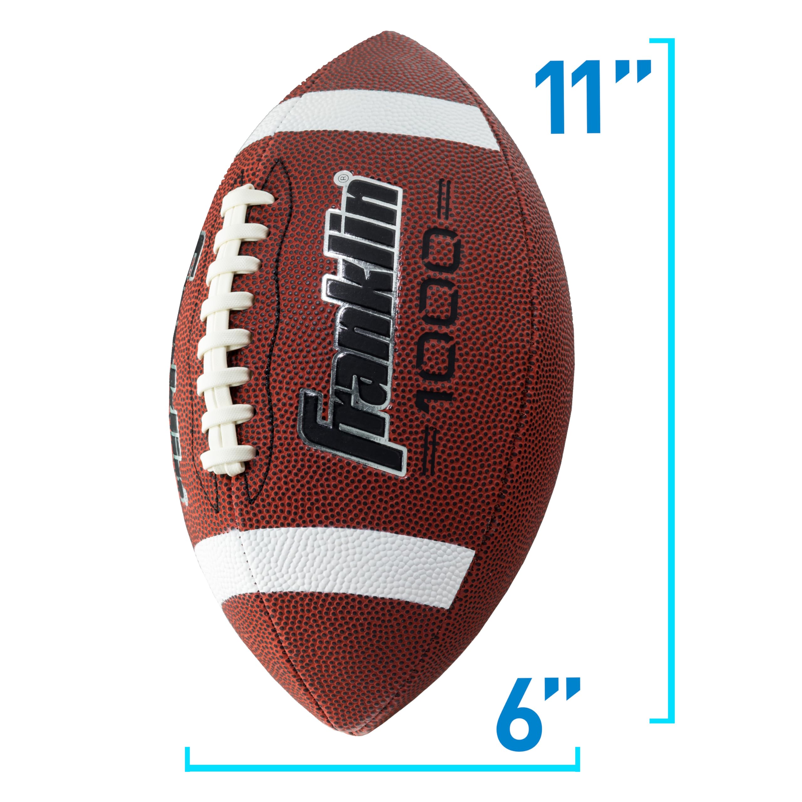 Franklin Sports Official Size Football - All-Weather 1000 Regulation Outdoor Football - Synthetic Leather Adult Ball - Extra Grip Official Size - Brown + White