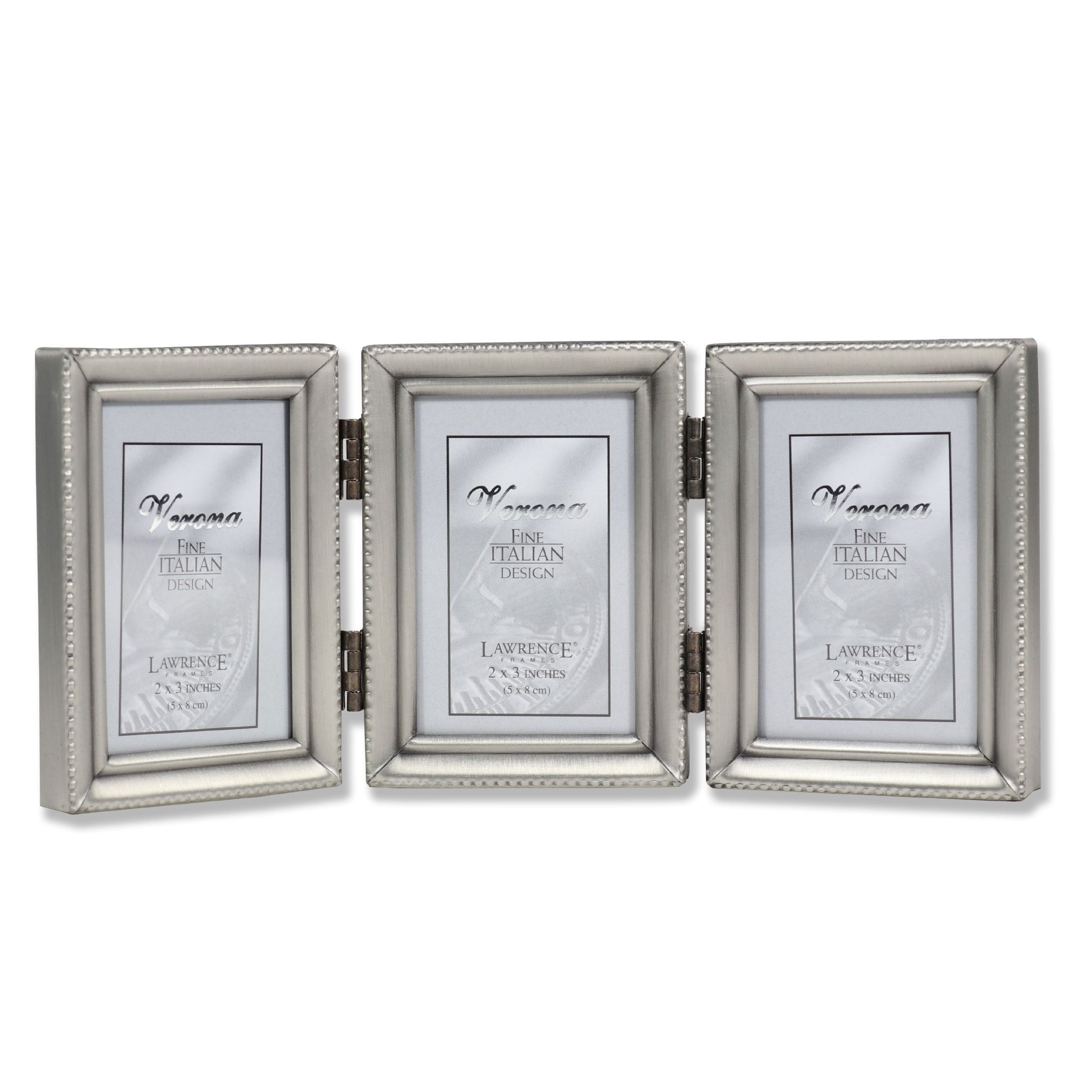 Lawrence Frames Bead Border Design, 2.5x3.5 Triple, Pewter