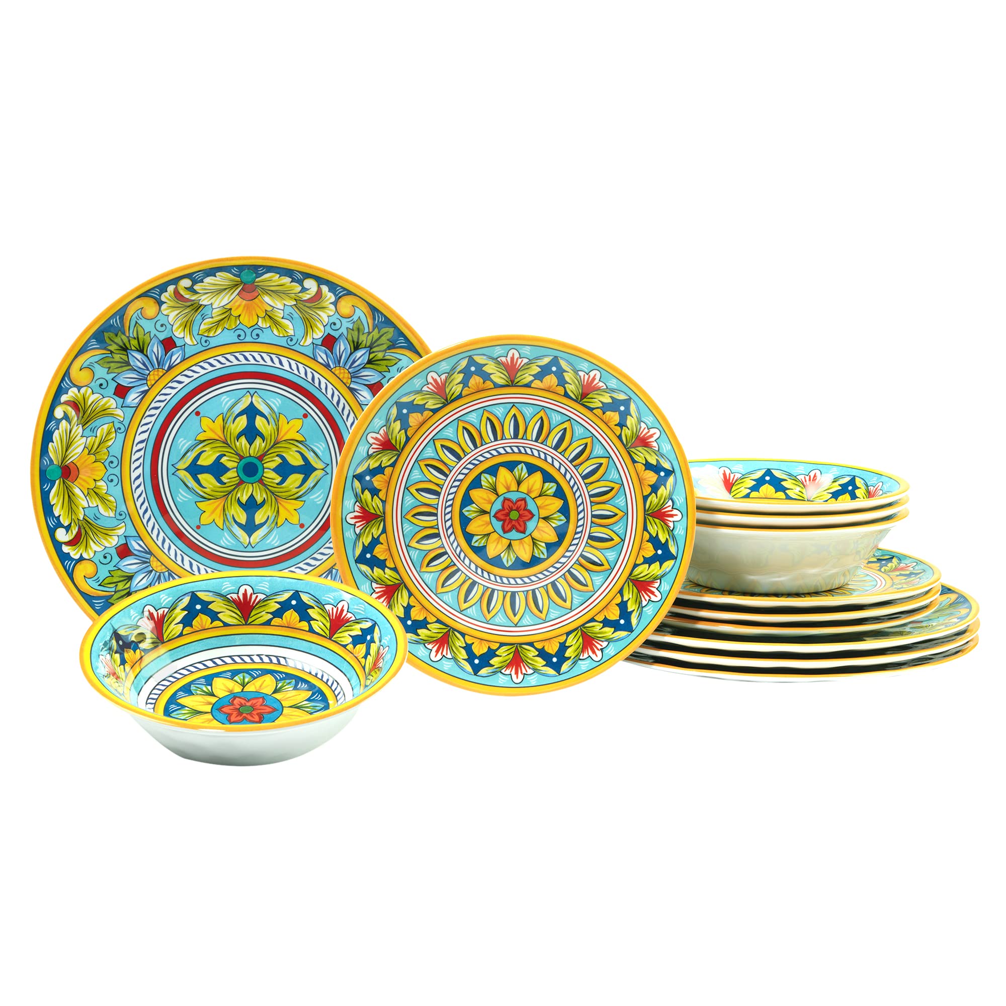 Certified International Palermo 12 Piece Melamine Dinnerware Set, Service For 4