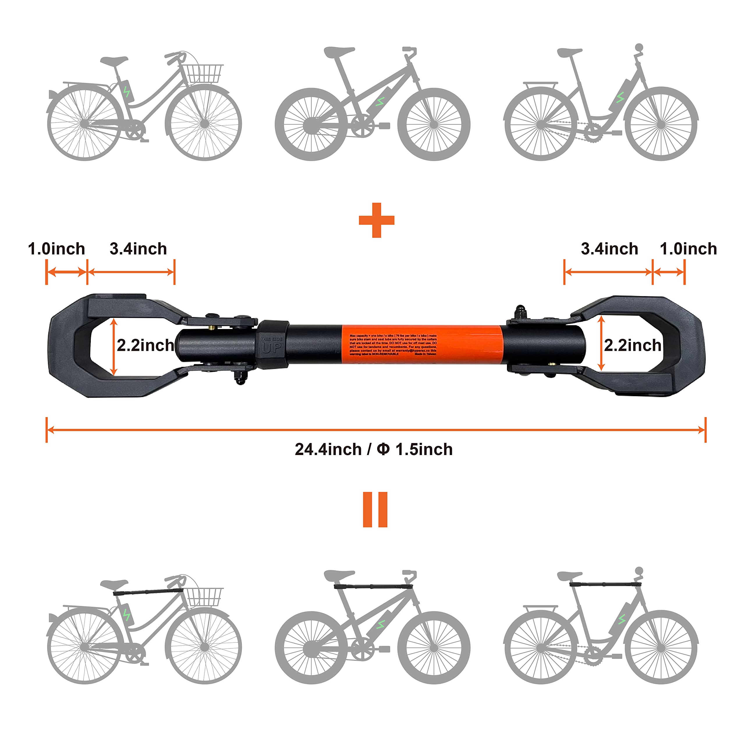 Hyperax Adapter Fits Up to 70lbs for E Bike Hitch Platform Rack, Perfect for LECTRIC, RAD Power, AVENTON, and Other Step Thru or Folding E Bikes.