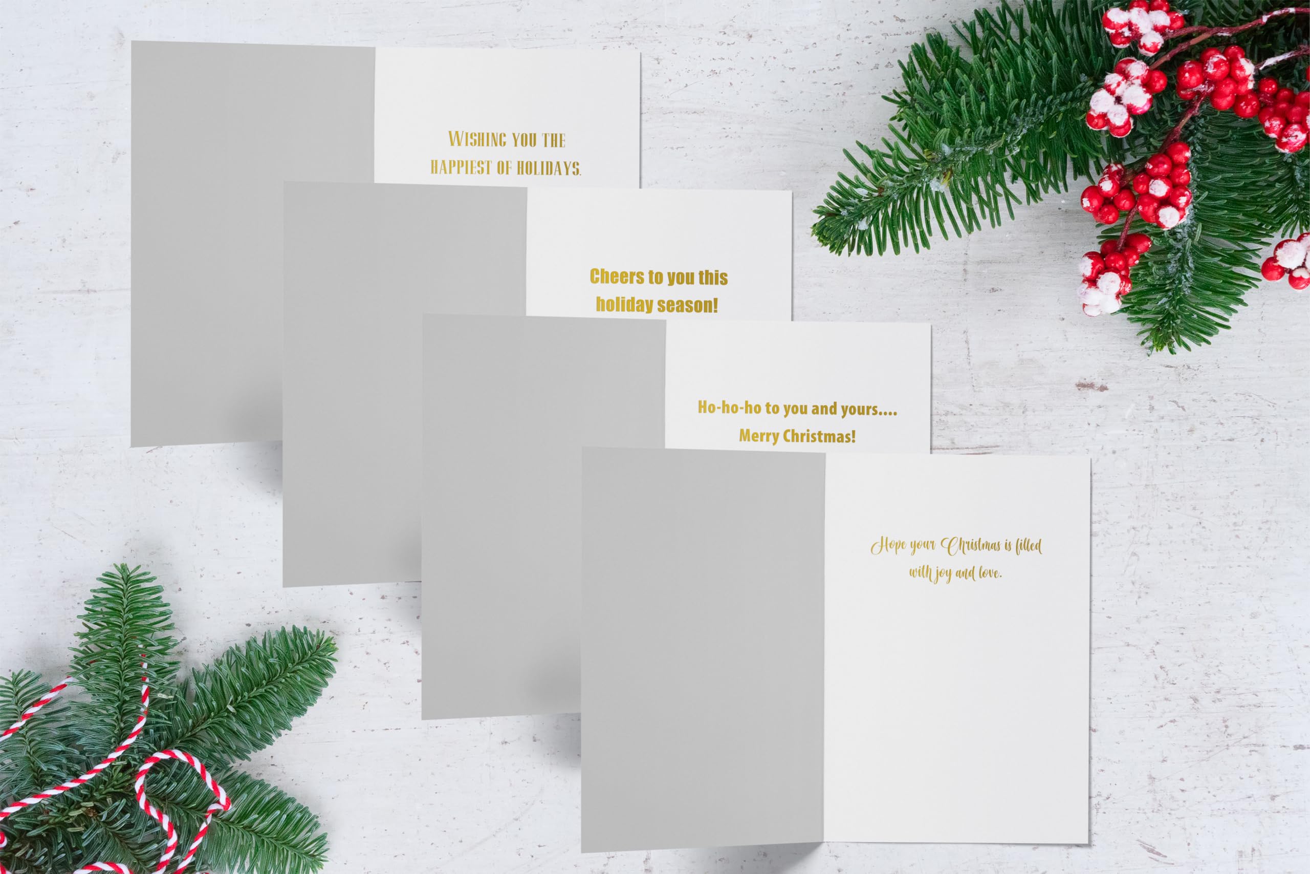 Better Office Products 50 Pack Christmas Cards with Gold Foil Iconic Images, 5" x 7", High Gloss, Gold Foil Interior Greeting, with 50 Envelopes, 50 Count Boxed Set