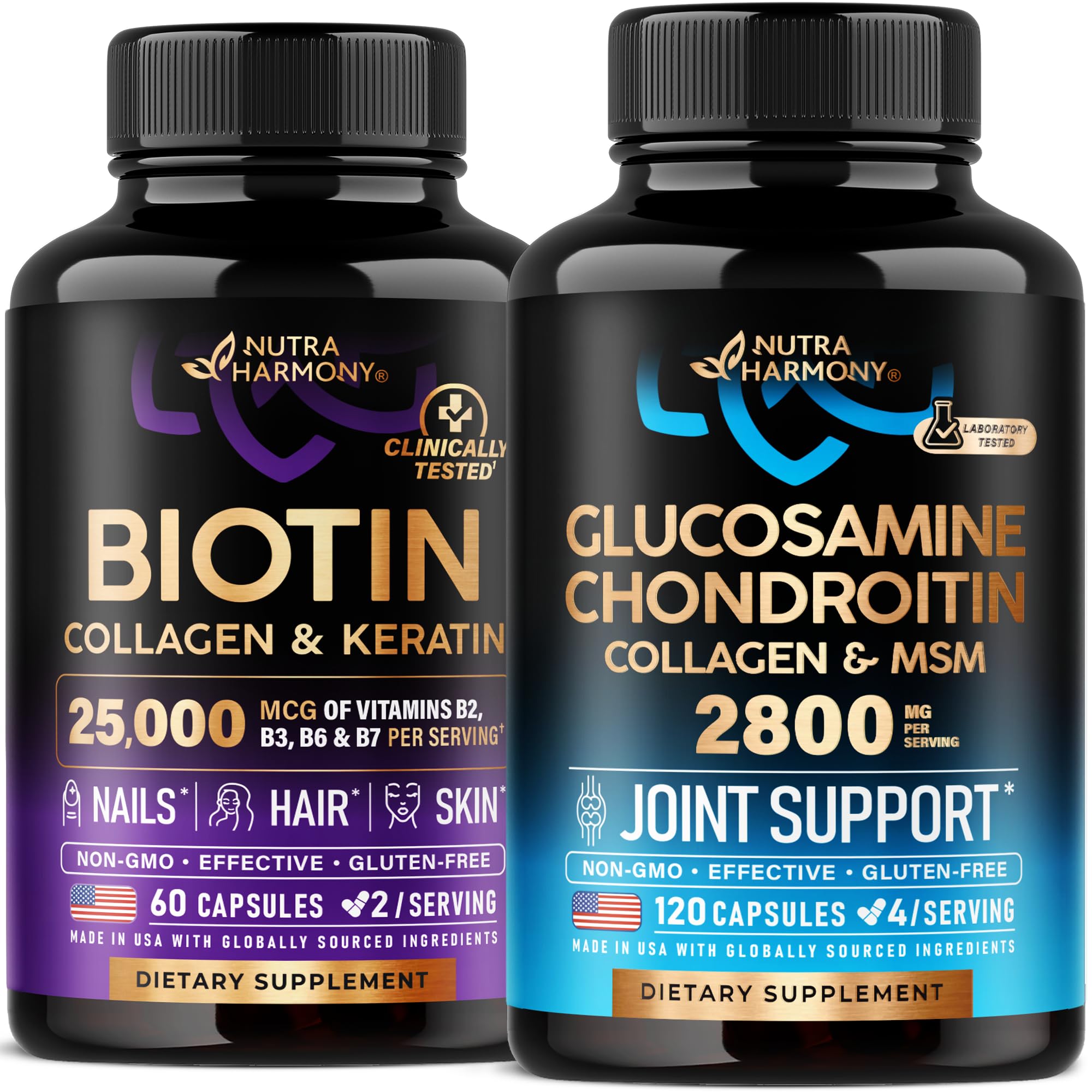 NUTRAHARMONY Biotin, Collagen, Keratin & Glucosamine Chondroitin Capsules