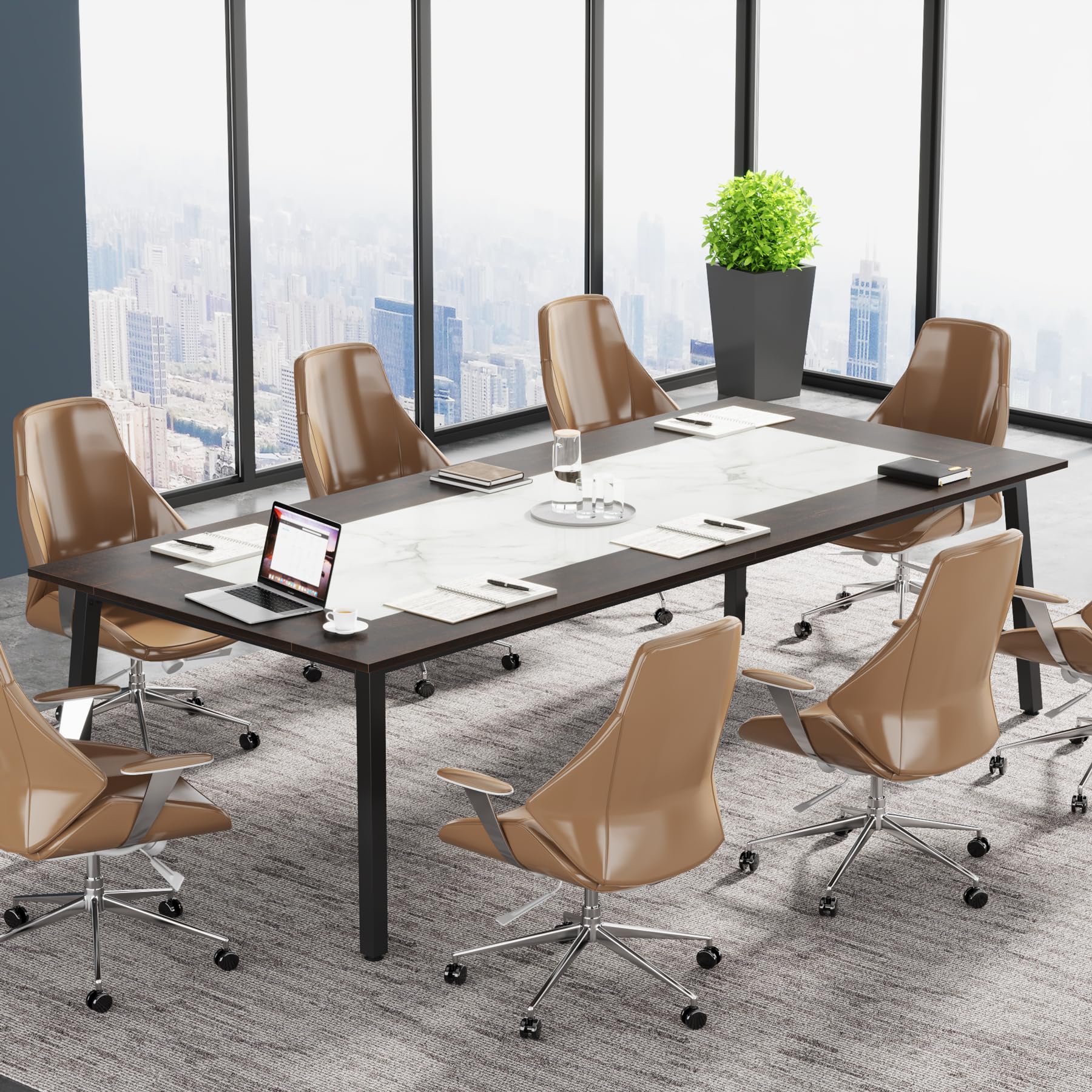 Tribesigns 6.56 FT Conference Table, 78.74-Inch Large Meeting Table for 8-10 People, Rectangle Office Conference Room Table, Business Seminar Table for Office Meeting Conference Room