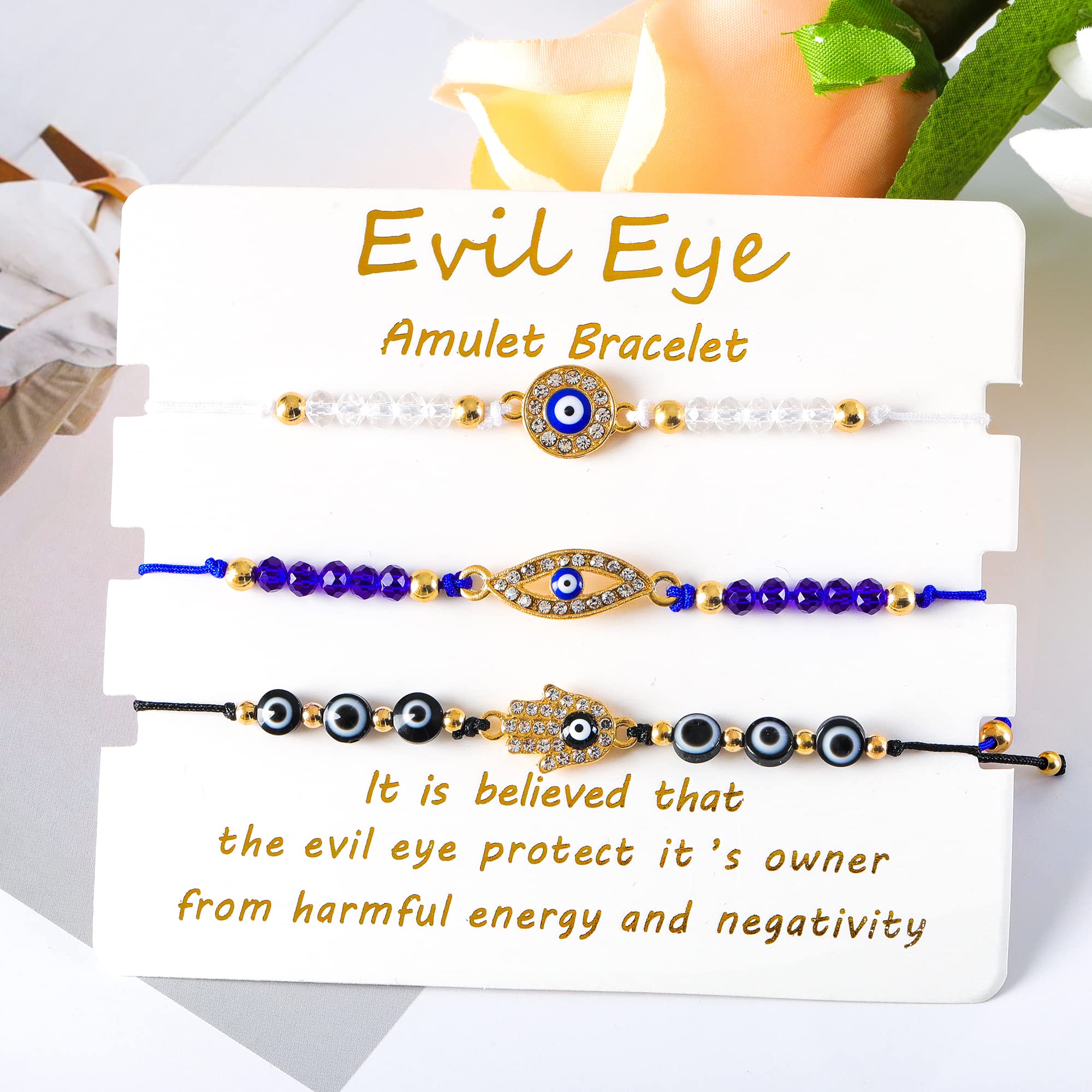 BONITTER Evil Eye Bracelets Best Friend Bracelets Matching Couple Bracelet for Bff Friendship Relationship Boyfriend Girlfriend Valentines Gift