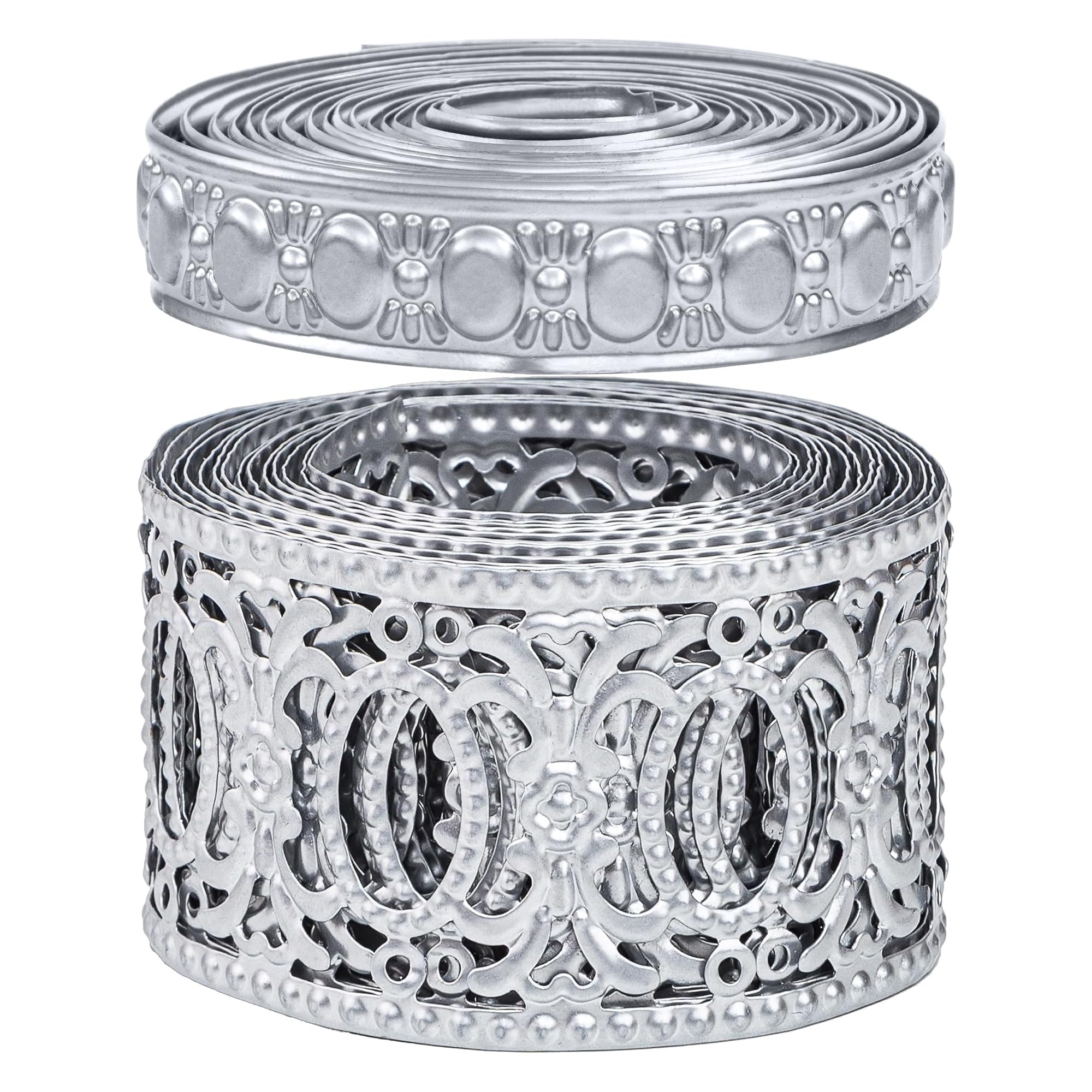 CraftyCrocodile Set of 2 Metal Ribbons for Decor Craft - 2" and 0.8", 3 Yards Long, Bundle