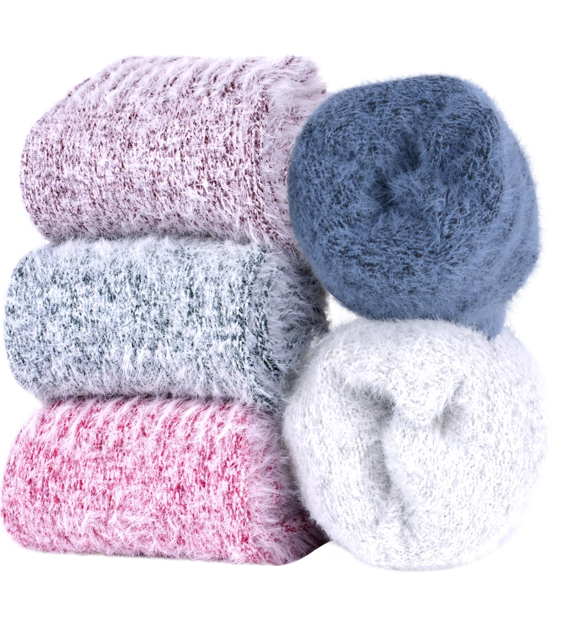 SISOSOCK Fuzzy Socks for Women Cozy Soft Warm Socks Casual Home Sleep Comfy Socks 5 Pack Winter Socks Gifts for Women