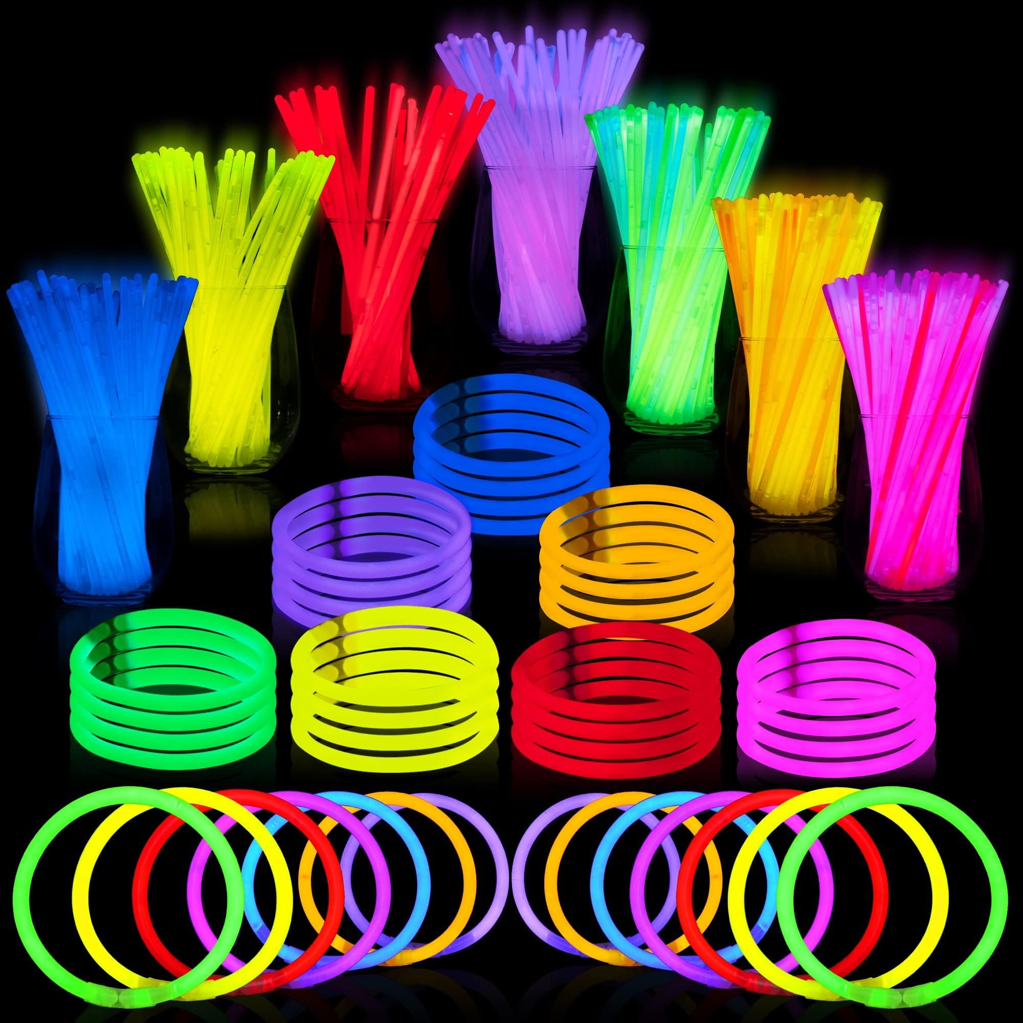 JOYIN 144 Pcs Glow Sticks Bulk 8" Bracelets Necklaces, Glow in the Dark Neon, Easter, Football,Halloween Party Supplies Pack