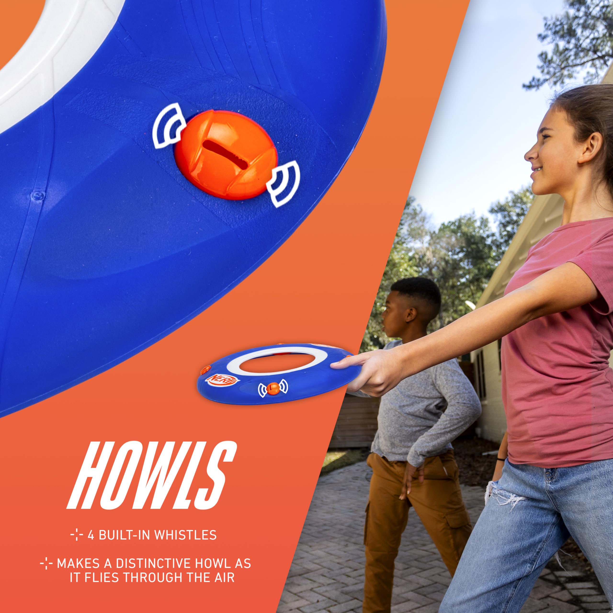 Nerf Kids Soft Flying Disc - Sonic Slinger Indoor + Outdoor Flying Disc Toy for Kids - 11" Inch Tossing Disc - Super Lightweight Disc for Indoor + Outdoor Use - Howls When Thrown