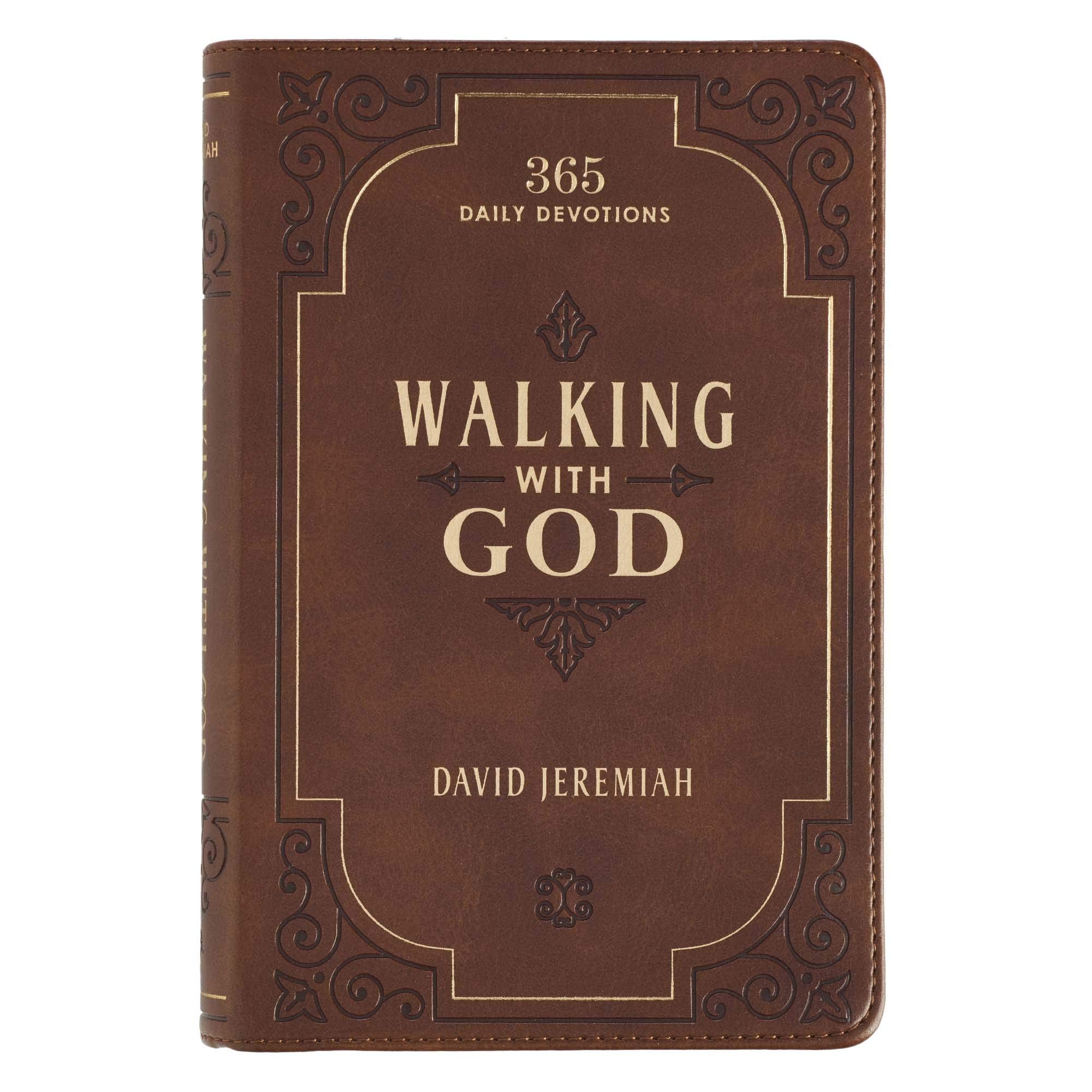 Walking with God Devotional - Brown Faux Leather Daily Devotional for Men & Women 365 Daily Devotions