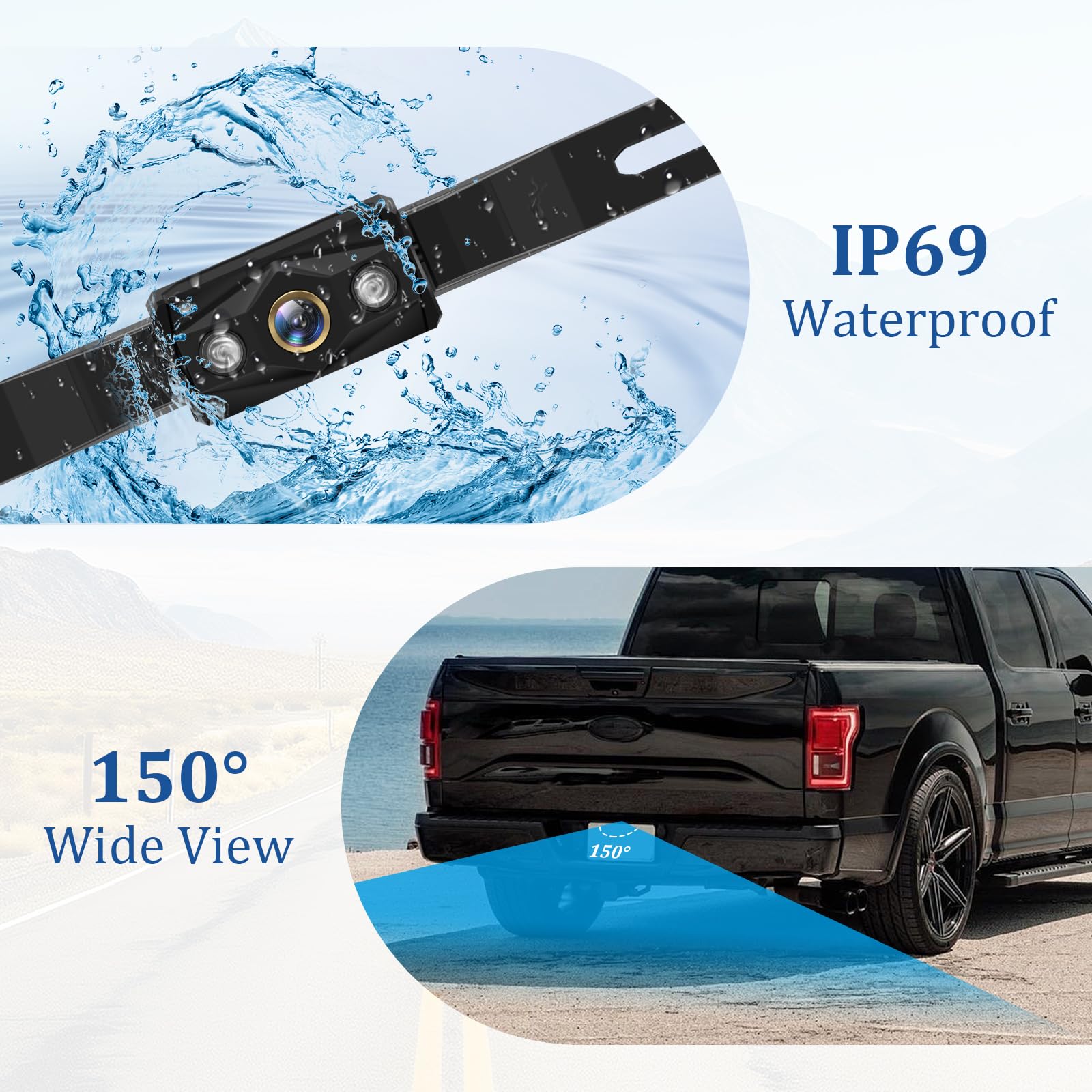 HaoKeo Backup Camera-Easy Setup HD 1080P Auto Color Night Vision- Rear View Camera with 4.3 Inch Monito Kit for SUV Pickup Sedan No-Delay Waterproof 150° Wide View DIY Parking Lines H4
