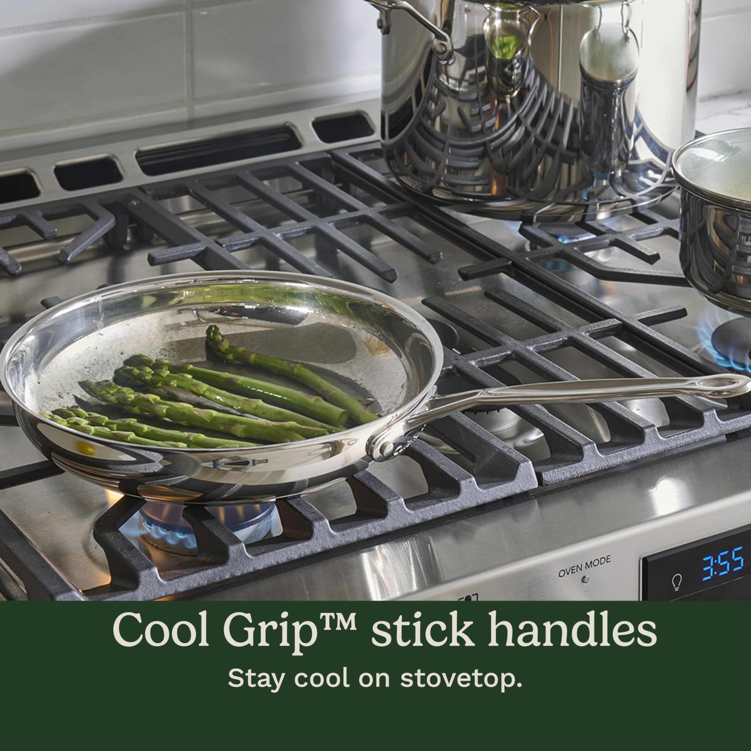 Cuisinart Chef’s Classic 11-Piece Stainless Steel Pots and Pans Set, Cookware Set Compatible with Induction, Electric, Gas Cooktops, Aluminum Core for Even Heat, Cool Grip Handles, Dishwasher Safe