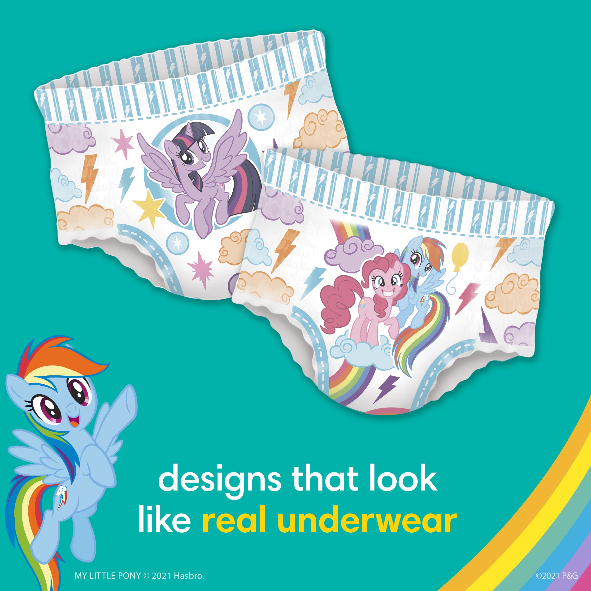 Pampers Easy Ups Girls & Boys Potty Training Pants - Size 3T-4T, One Month Supply (124 Count), My Little Pony Training Underwear