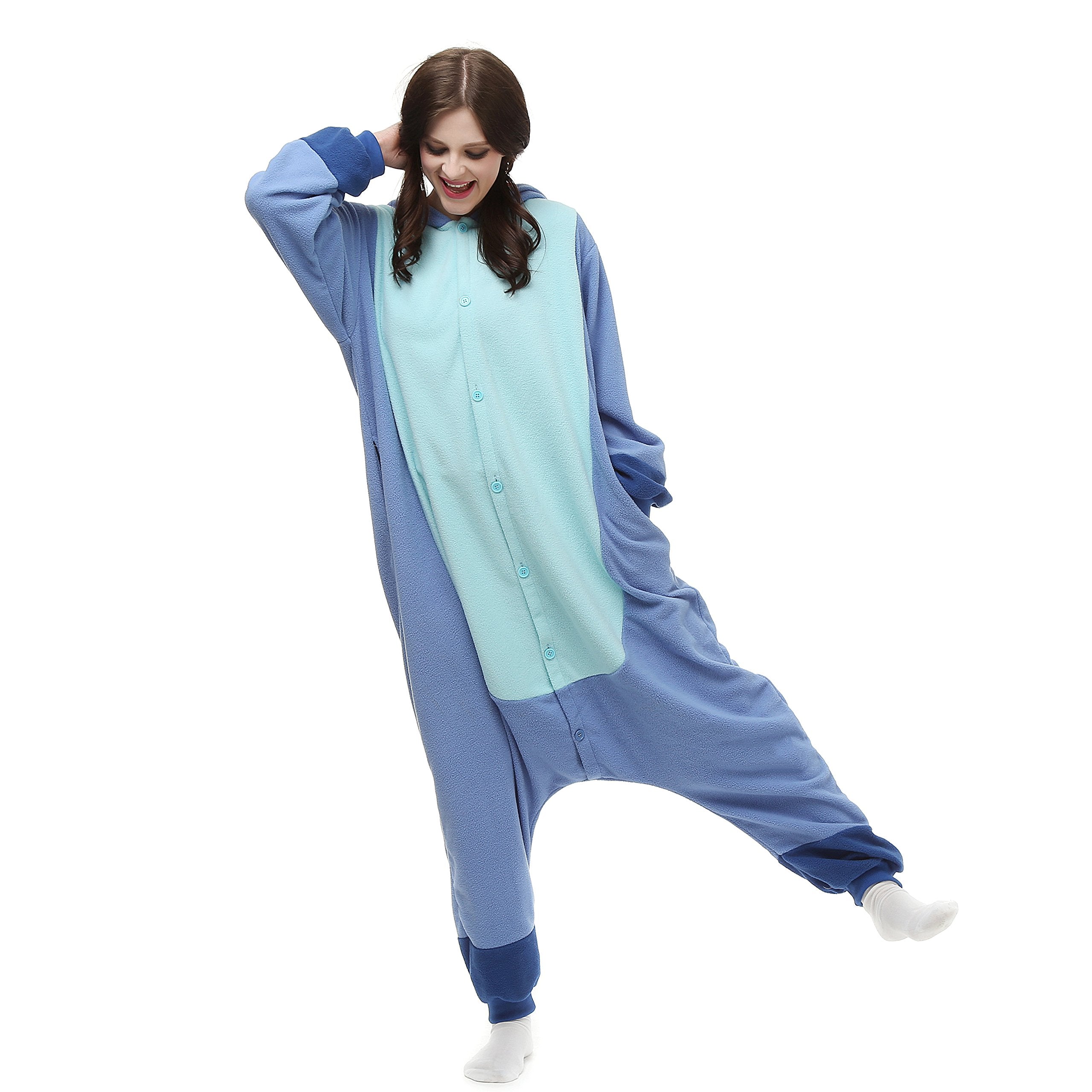 Wishliker Adult Onesie Animal Pajamas Halloween Cosplay Costumes Party Wear Blue M