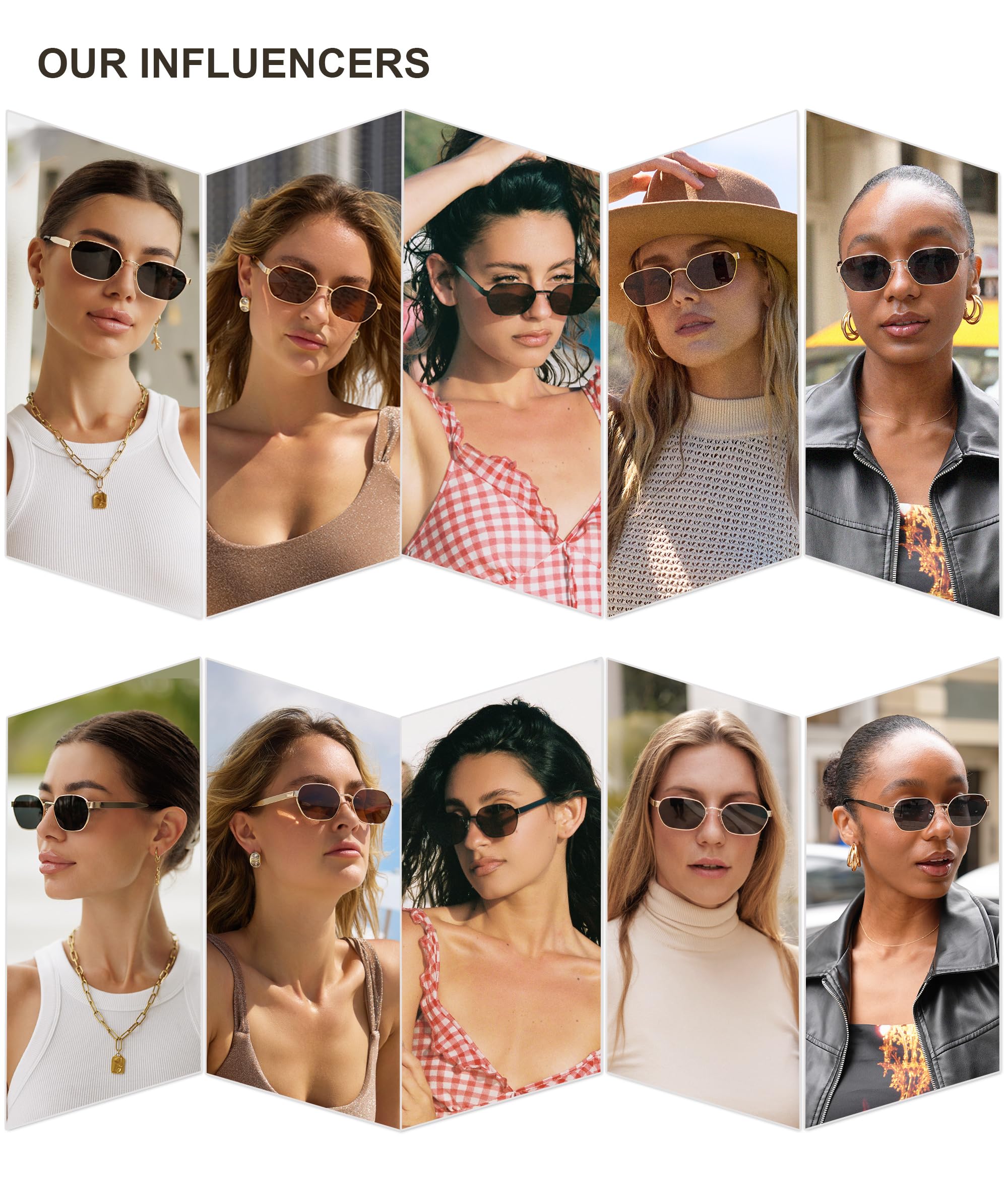 SOJOS Trendy Polarized Hexagon Sunglasses for Women Men, UV400 Retro Rectangle Shades SJ1238, Gold/Brown
