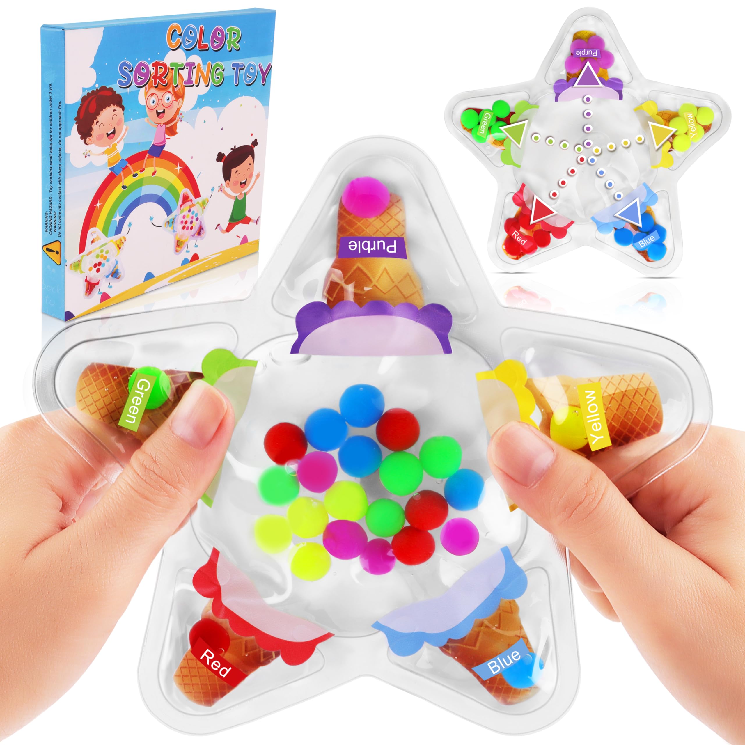Color Sorting Sensory Toys for Toddlers, Color Matching Fidget Toys for Calming, Preschool Learning Montessori Toy Travel Fine Motor Skills Game for Kids Boys Girls Ages 3-5
