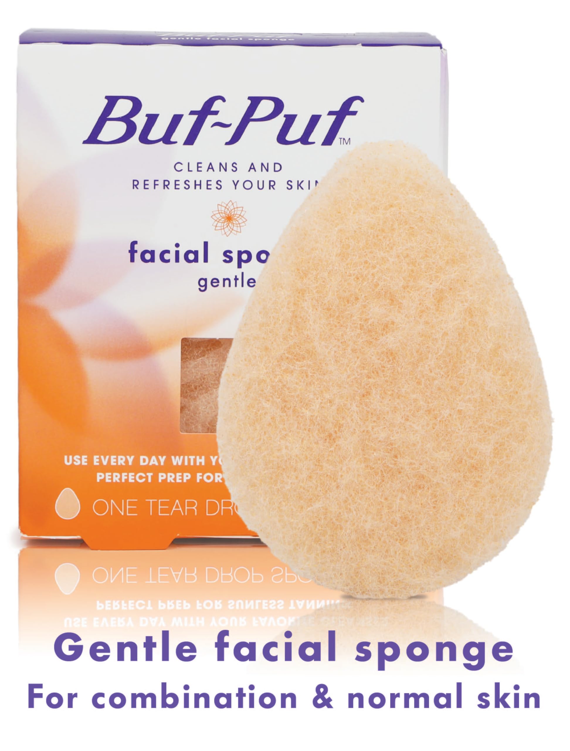 Buf-Puf Gentle Facial Sponge, Dermatologist Developed, Removes Deep Down Dirt & Makeup That Causes Breakouts and Blackheads, Reusable, Exfoliating, 1 Count