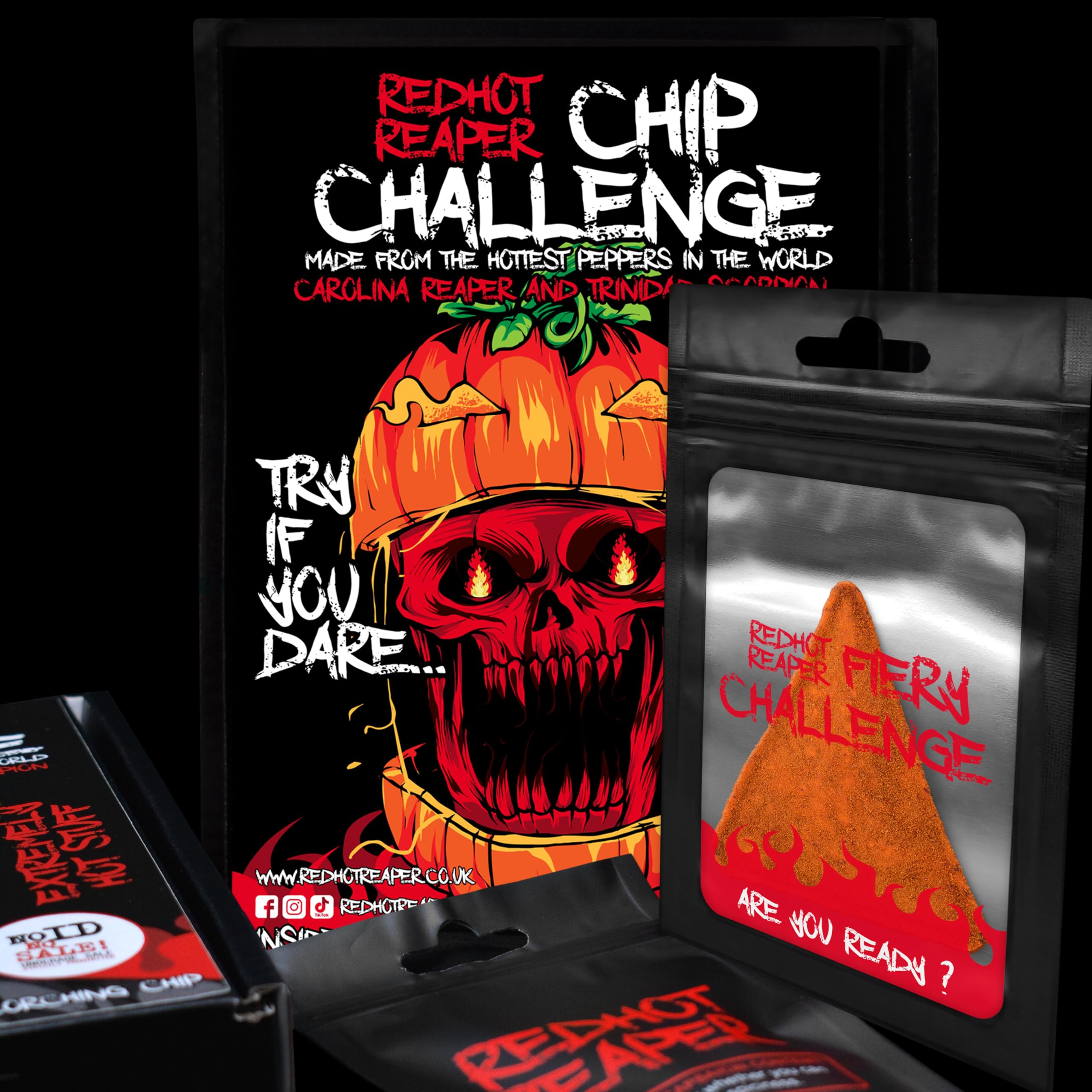 Red Hot Reaper – 1x Chip Challenge Hottest Snack – Halloween Carolina Reaper Spicy Challenge - Stupidly Spicy Hot Chip