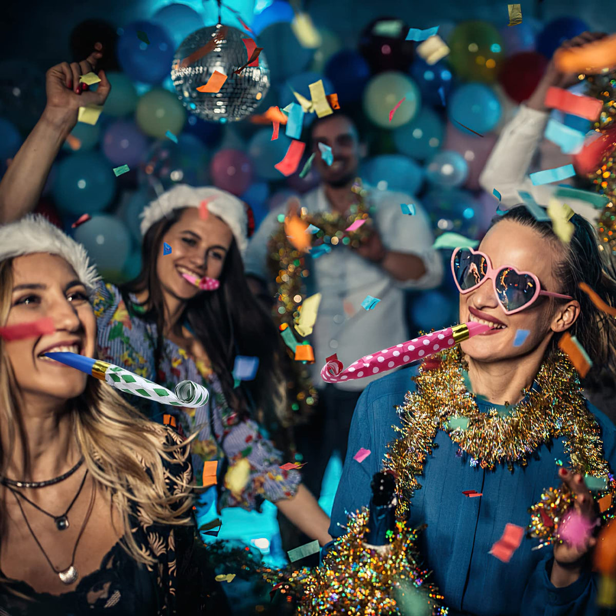 Koogel 100 Pcs Colorful Birthday Blow Horns and Whistles - Party Noisemakers for New Years and More