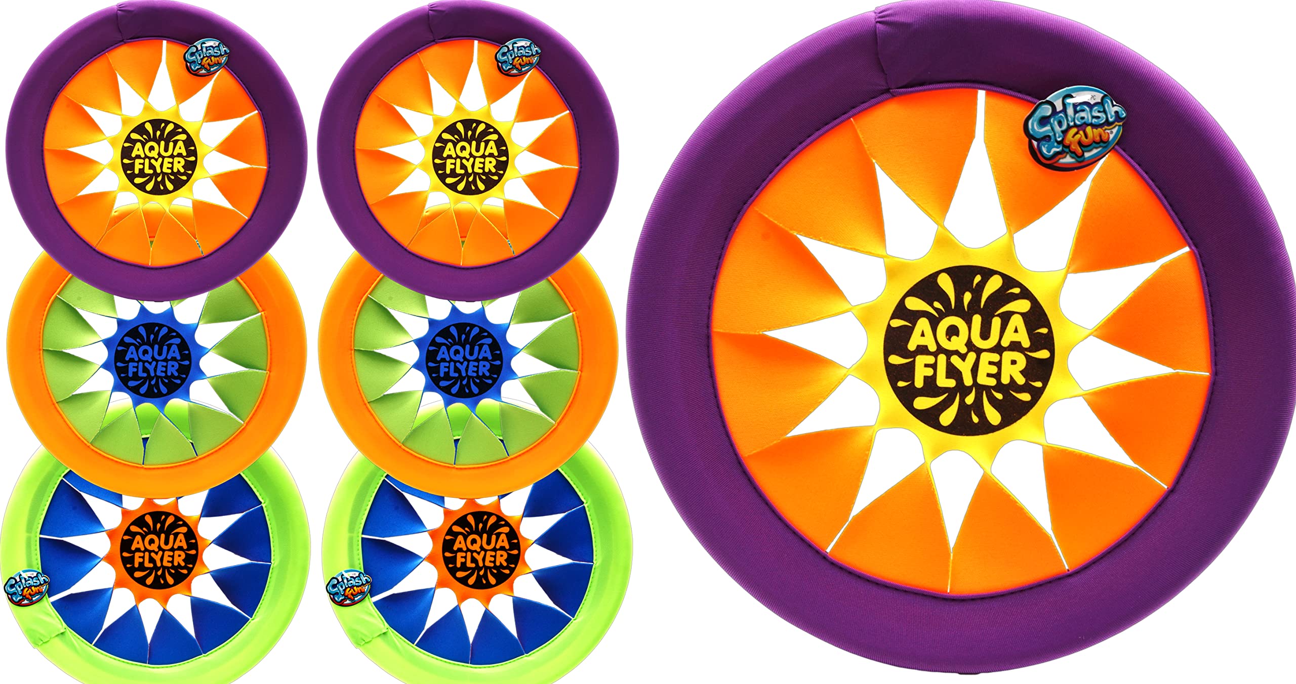 JA-RU Splash Fun Aqua Flyer Soft Frisbee (6 Frisbees Assorted) Easy & Super Soft Flying Disc for Kids & Adults, Beginner Friendly. Indoor & Outdoor Frisbee Games. Pool Beach Water Toy. 1031-6