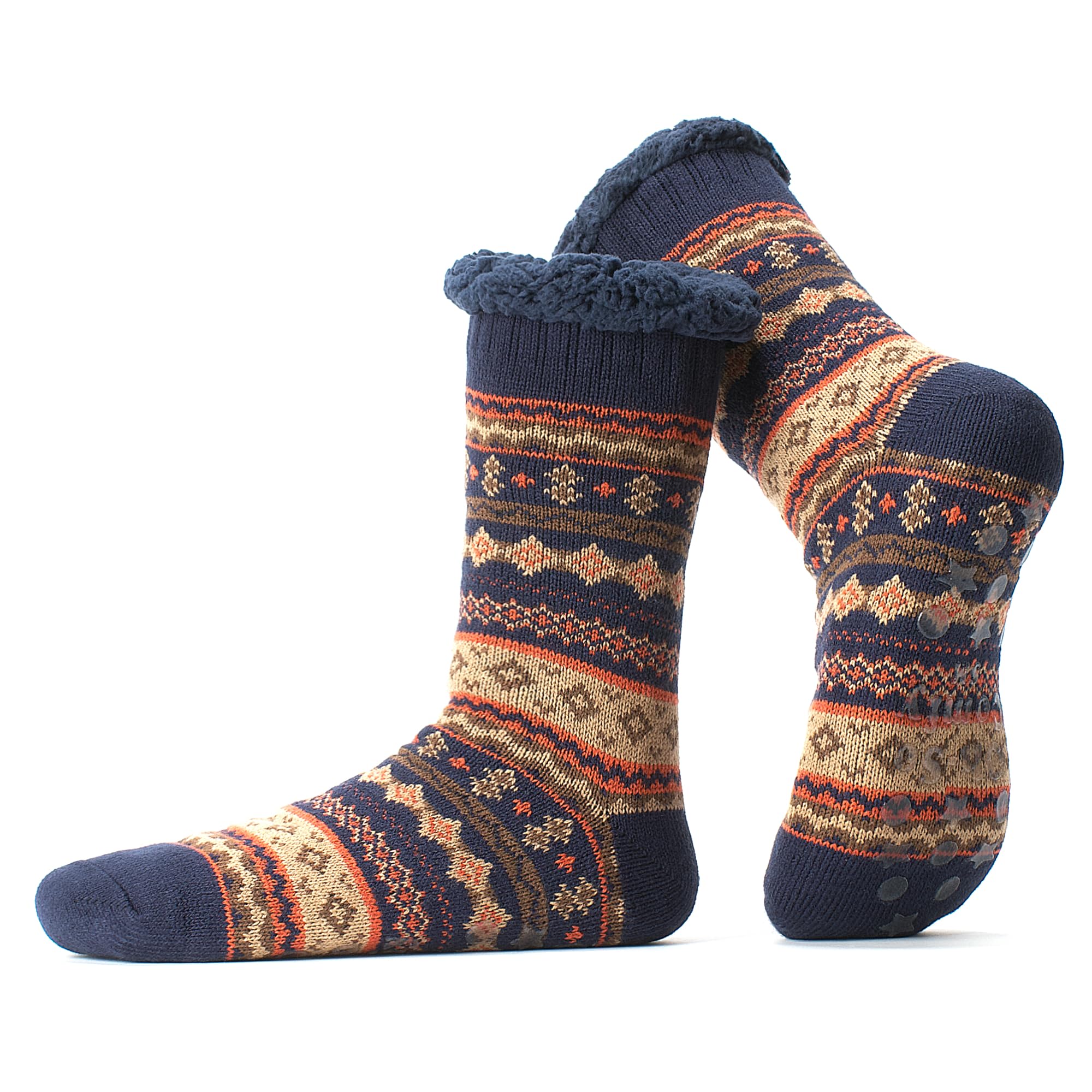 The Metluks Men's Slipper Socks with Non-Slip Grippers, Thermal Fuzzy Warm Sherpa Lining, Winter Cozy Christmas Gifts