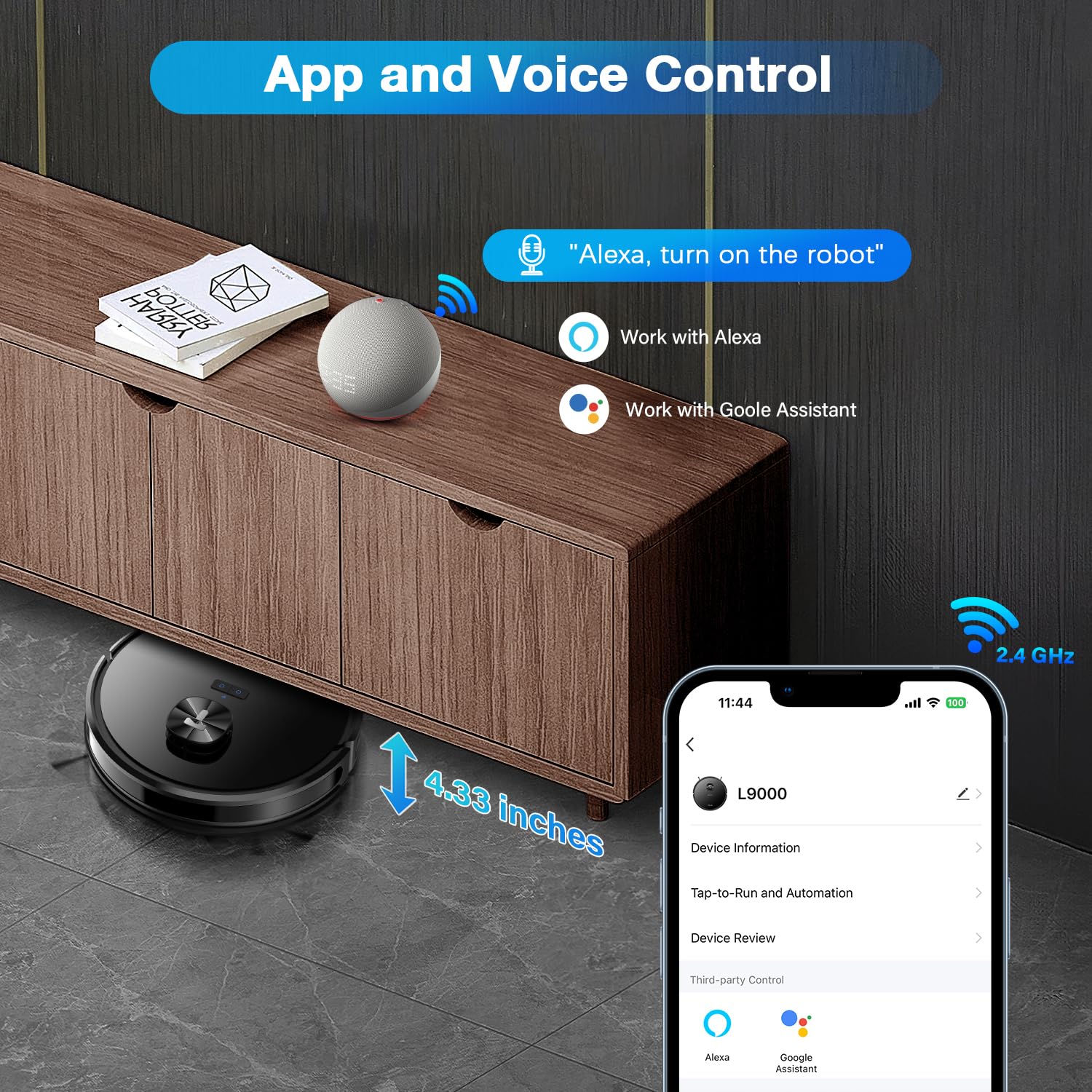 Tikom Robot Vacuum and Mop Combo with LiDAR Navigation, L9000 Robotic Vacuum Cleaner with 4000Pa Suction,150Min Max, 14 No-Go Zones, Smart Mapping, Good for Pet Hair, Carpet, Hard Floor