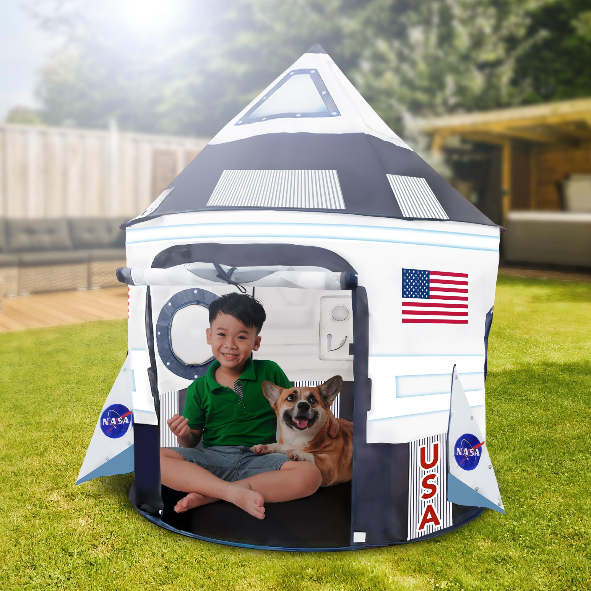 Kids Tent Indoor Pop up Play Tent for Kids, Outer Space Party Decorations & Space Toys for Ages 4-12 Indoor & Outdoor Playhouse Tent, Spaceship Tent for Space Birthday Decoration