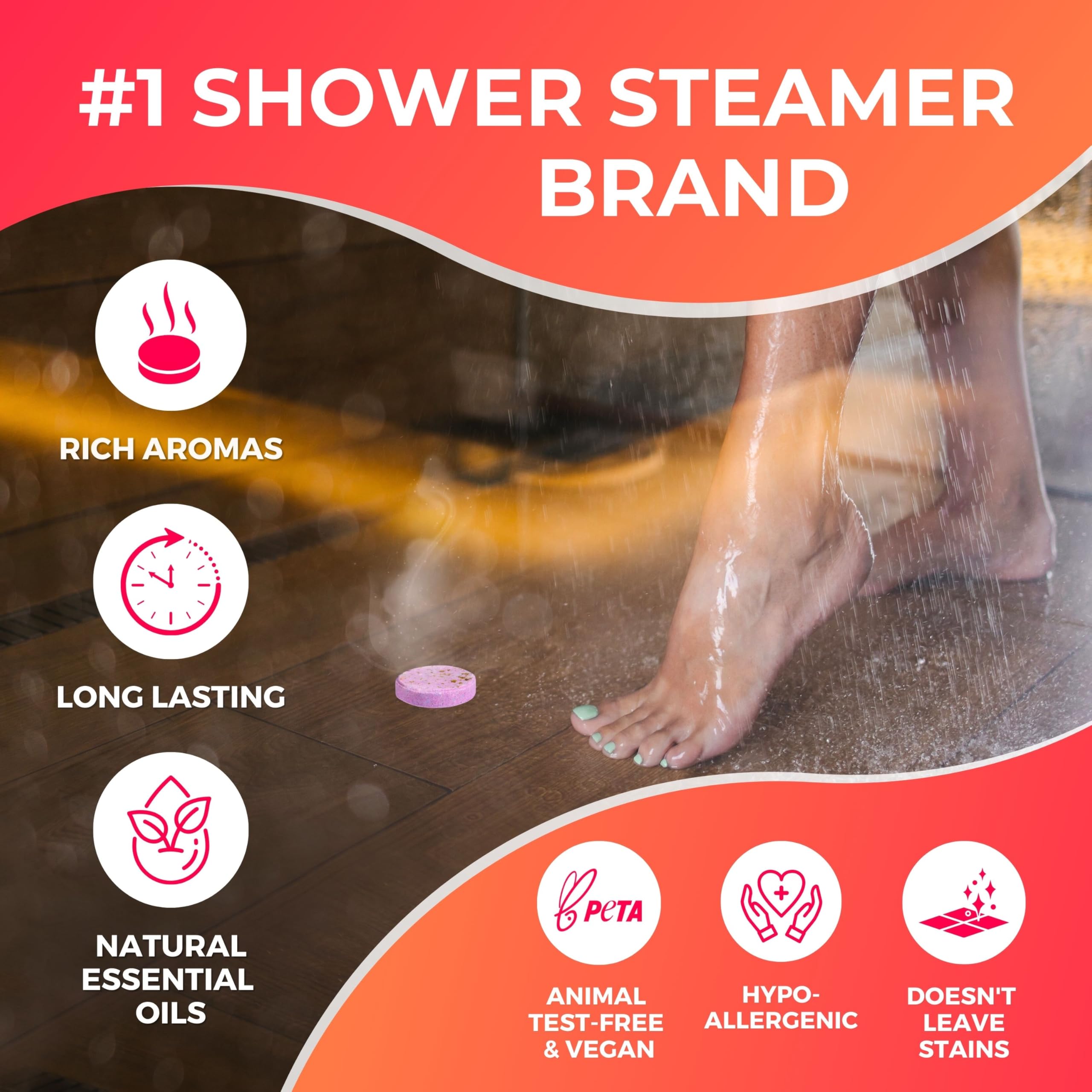 Cleverfy Shower Steamers Aromatherapy - Christmas Box of 6 Premium Shower Bombs with Essential Oils.Self Care Christmas Gifts for Women and Gifts for Mom. Red Set