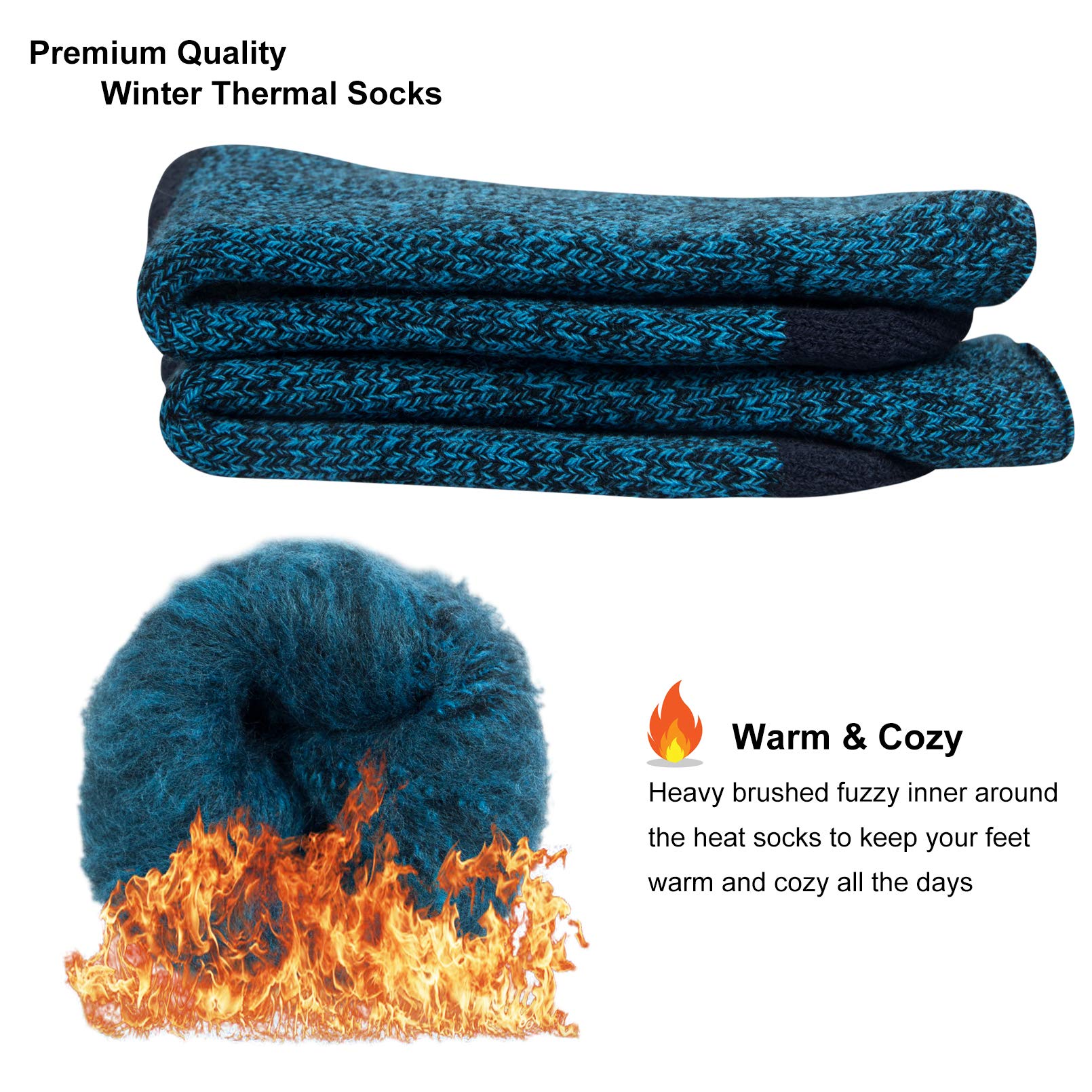 Thermal Socks for Men Thick Insulated Heated Socks Winter Warm Socks for Cold Weather, F-Multicolor2(2 Pairs)