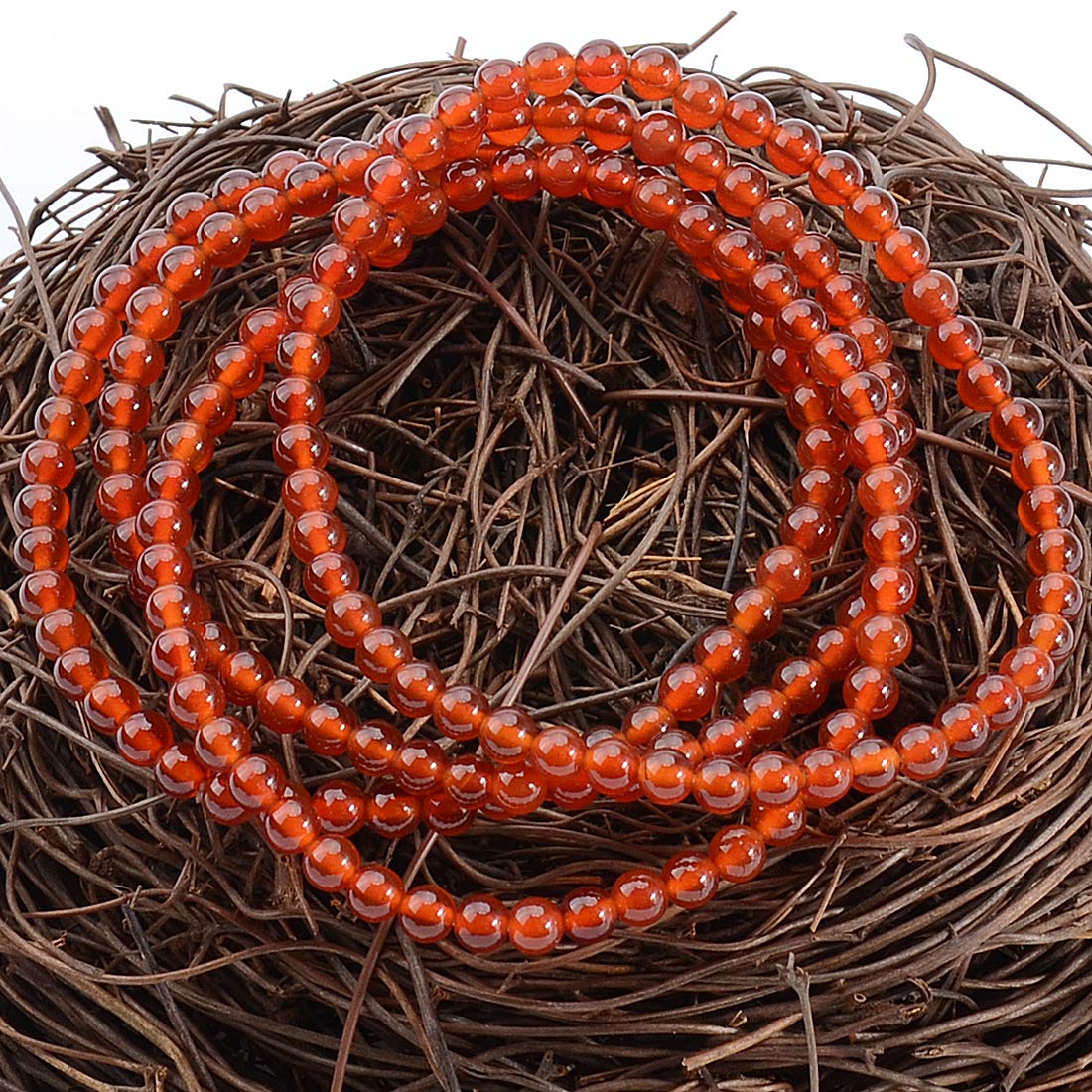 Massive Beads Carnelian - Stone of Luck - Handmade Yoga Stretch Elastic Bracelet Natural Stone Crystal Healing Power Energy Gifts for Unisex Adult 4mm