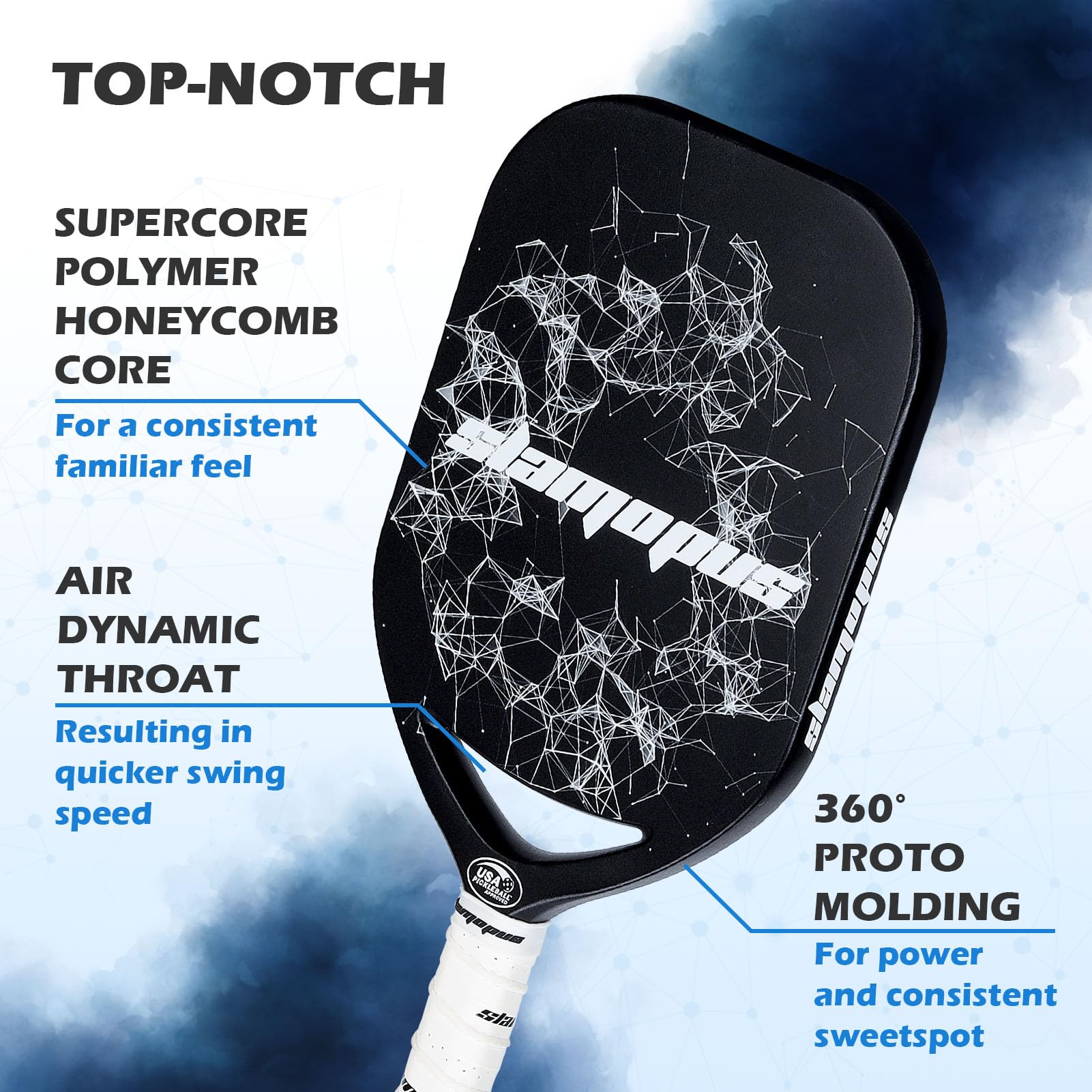 Edgeless Carbon Fiber Pickleball Paddle with Aero Throat | USAPA Approved Thermoformed Pickleball Racket | T700 CarbonFusion Grit Surface | 8.8 oz, Ideal for Aggressive and Power Players