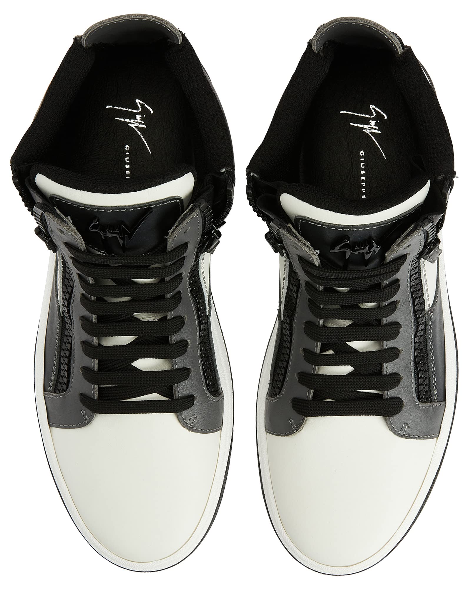 Giuseppe Zanotti, Gz94 Mid-Top Sneakers Leather, 9.5, Black_and_white