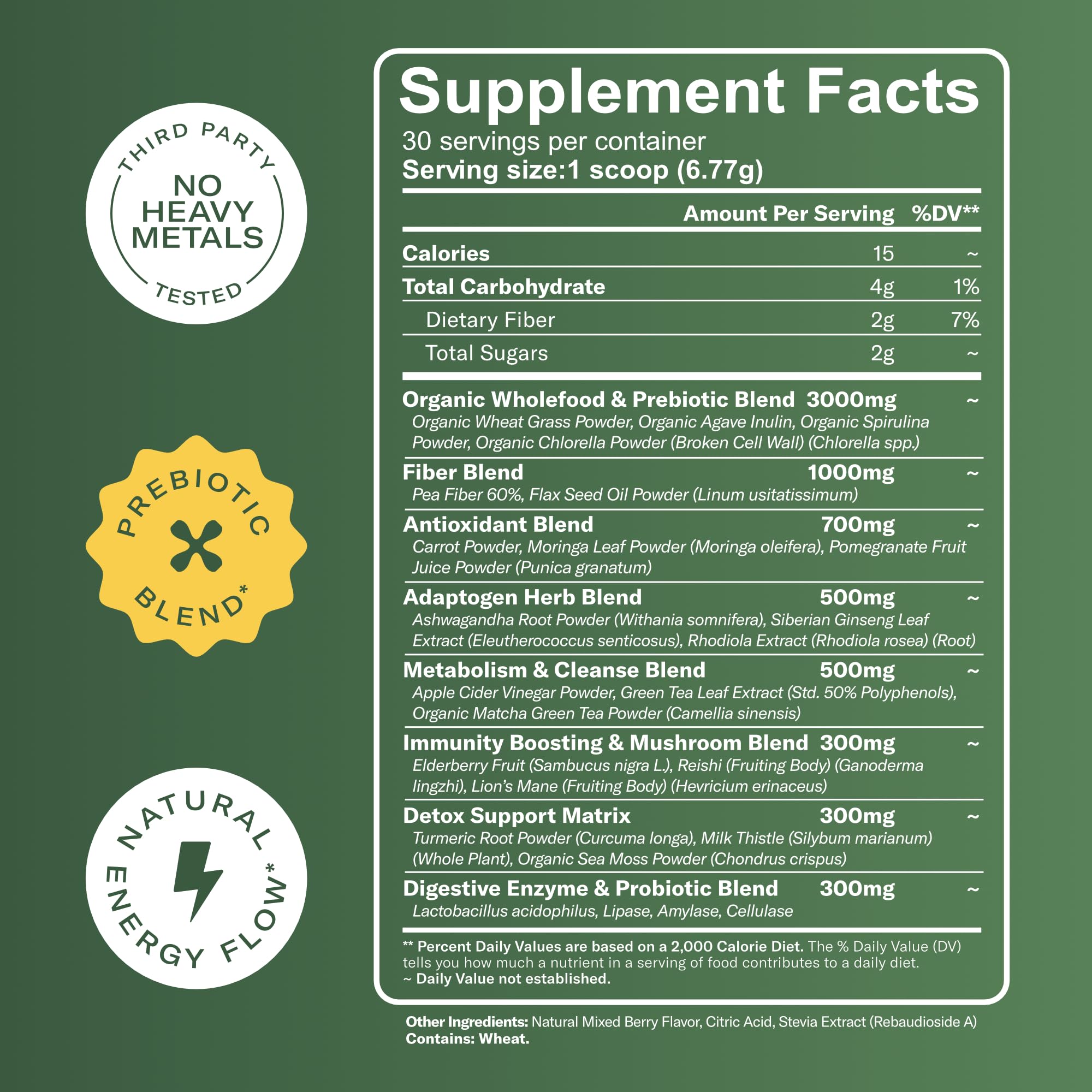 Super Greens Powder with Matcha for Digestive & Gut Health – 25 Organic Superfoods with Probiotics, Prebiotics, Enzymes & Sea Moss – Vegan Superfood Powder for Bloating & Regularity - 30 Servings