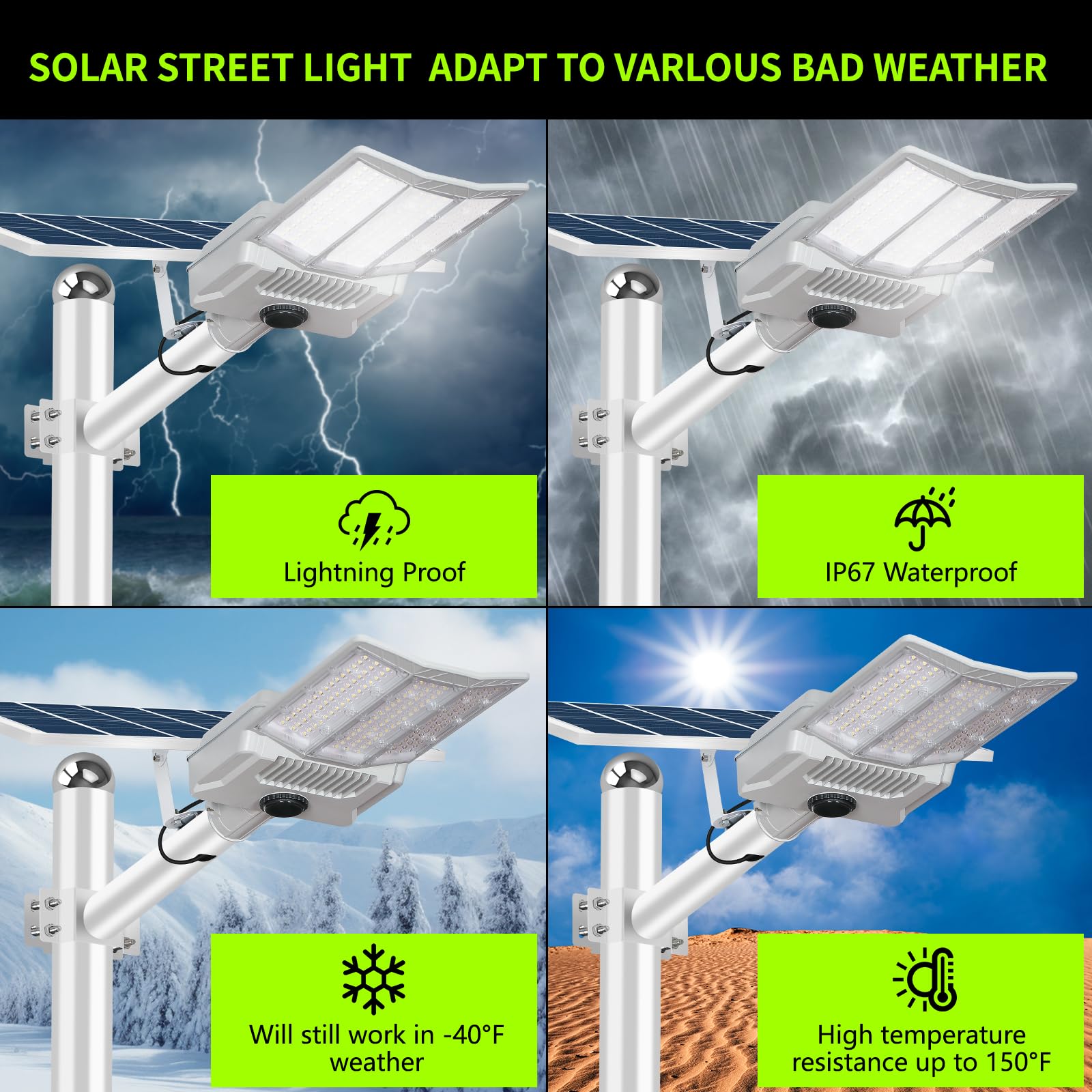 HWHDJ 5000W Solar Street Light,IP67 Solar Street Lights Outdoor, 200000LM 6500K High Powered Commercial Parking Lot Lights Dusk to Dawn, with Remote for Yard, Parking Lot, Driveway