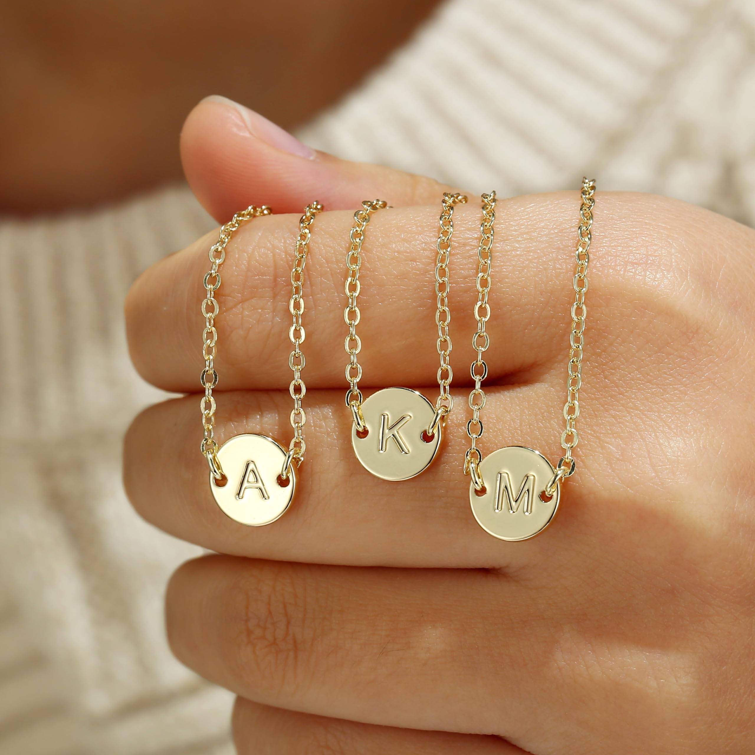 MONOZO Gold Initial Bracelets for Teen Girls Gifts Trendy Stuff - Gold Plated Letter Initial Bracelet Dainty Disc Letter K Initial Bracelets for Women Gold Bracelets for Teen Girls Women Jewelry Gifts