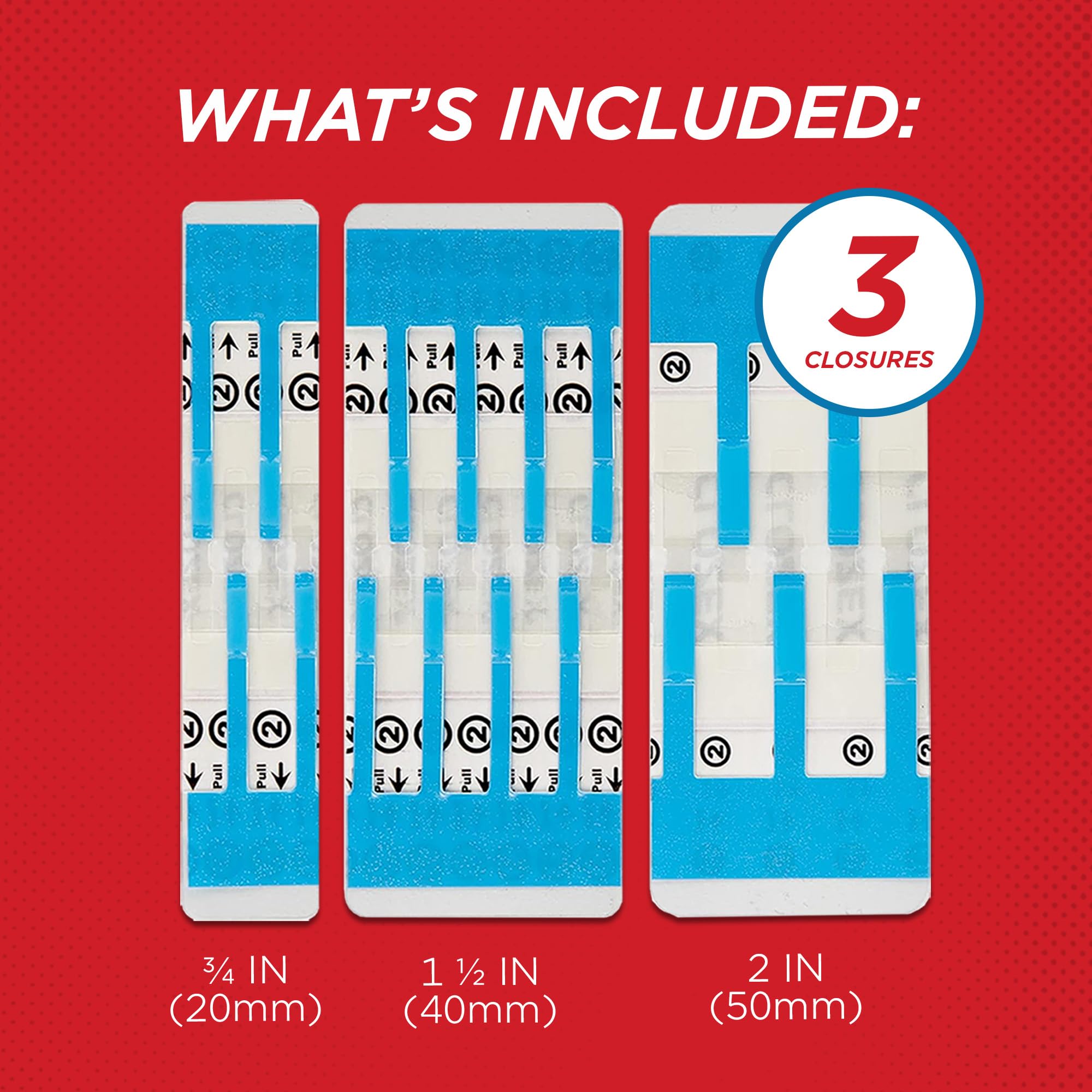 Clozex Emergency Laceration Closures - Repair Wounds Without Stitches. FDA Cleared Skin Closure Device for 3 Individual Wounds Or Combine for Total Length of 4 1/4 Inches.