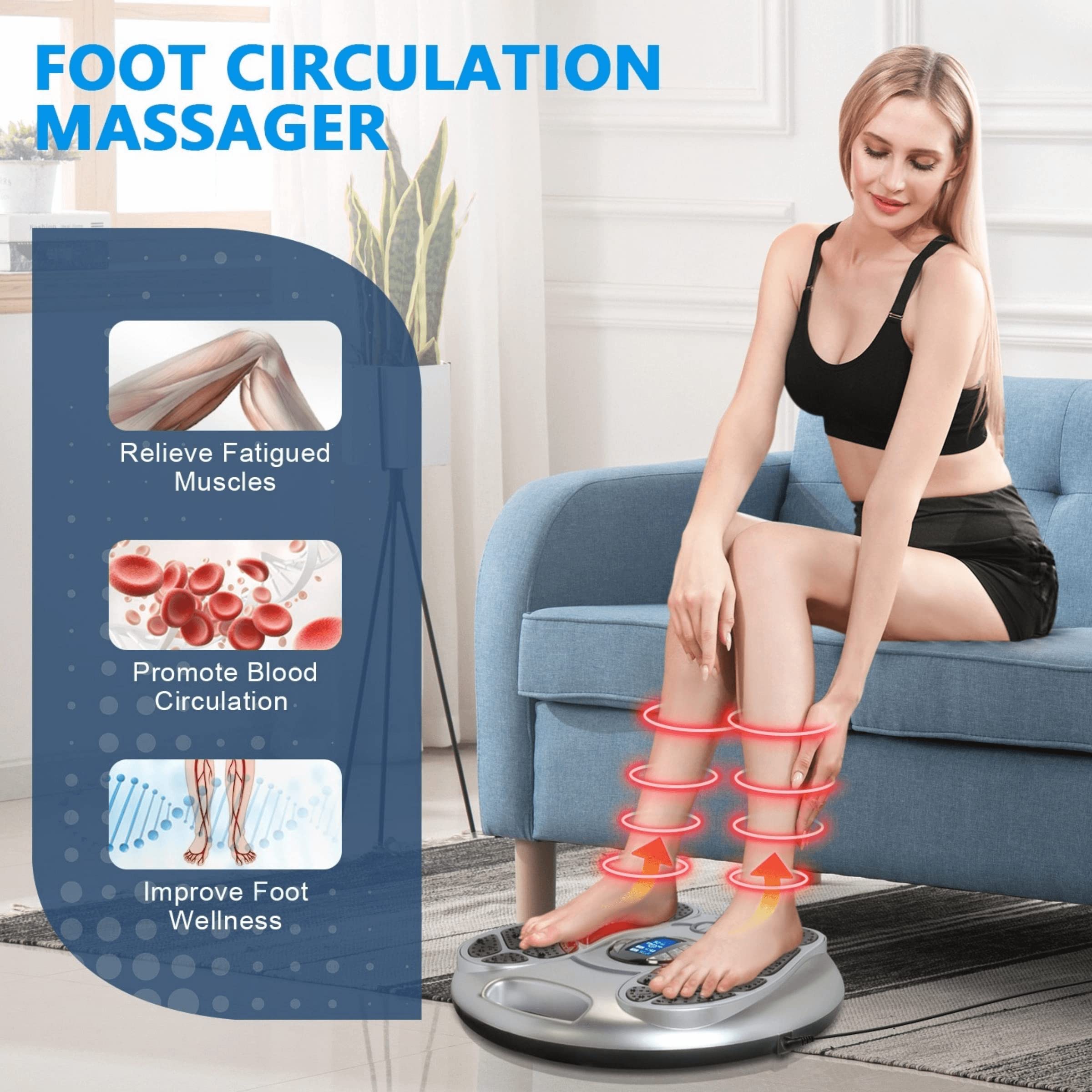 Auxoliev EMS Foot Massager for Neuropathy, FSA HSA Eligible Items, Foot Stimulator for Pain Relief and Circulation, Foot Massage Machine for Plantar Fasciitis with 4 TENS Pads