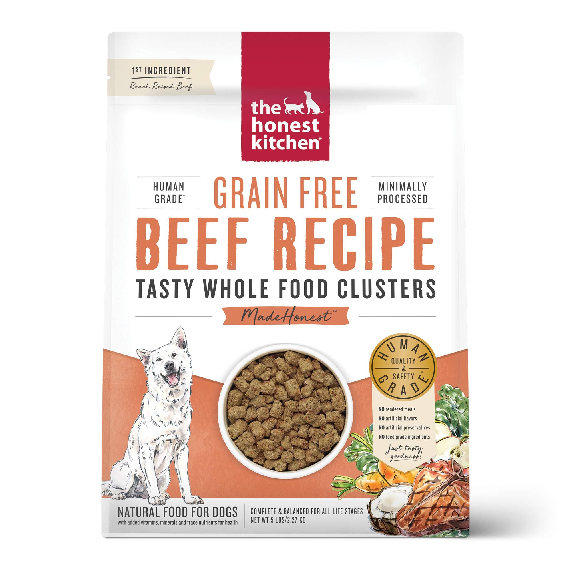 The Honest Kitchen Whole Food Clusters Grain Free Beef Dry Dog Food, 5 lb Bag