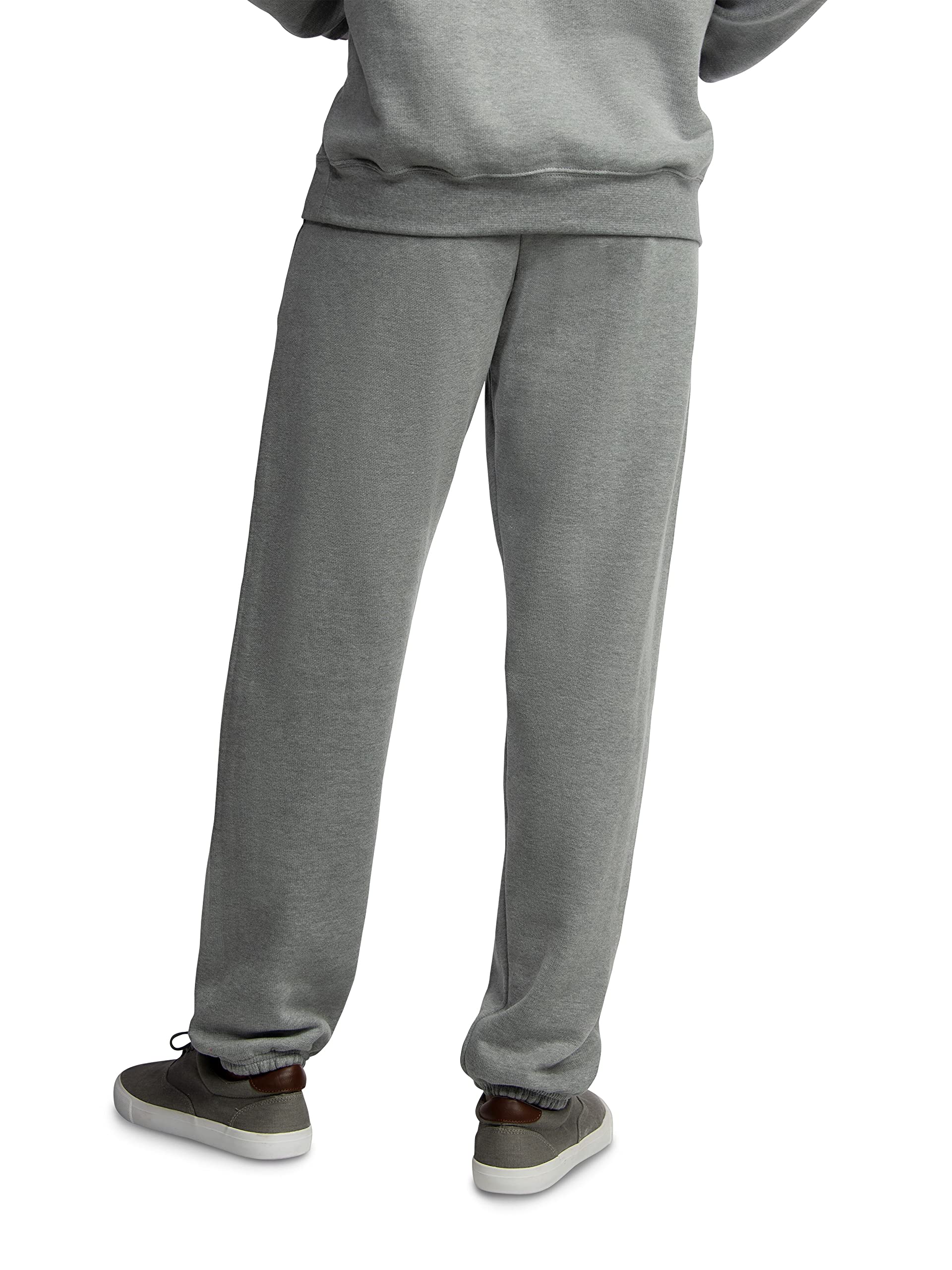 Fruit of the Loom Men's Eversoft Fleece Elastic Bottom Sweatpants with Pockets, Relaxed Fit, Moisture Wicking, Breathable, Grey Heather, Medium