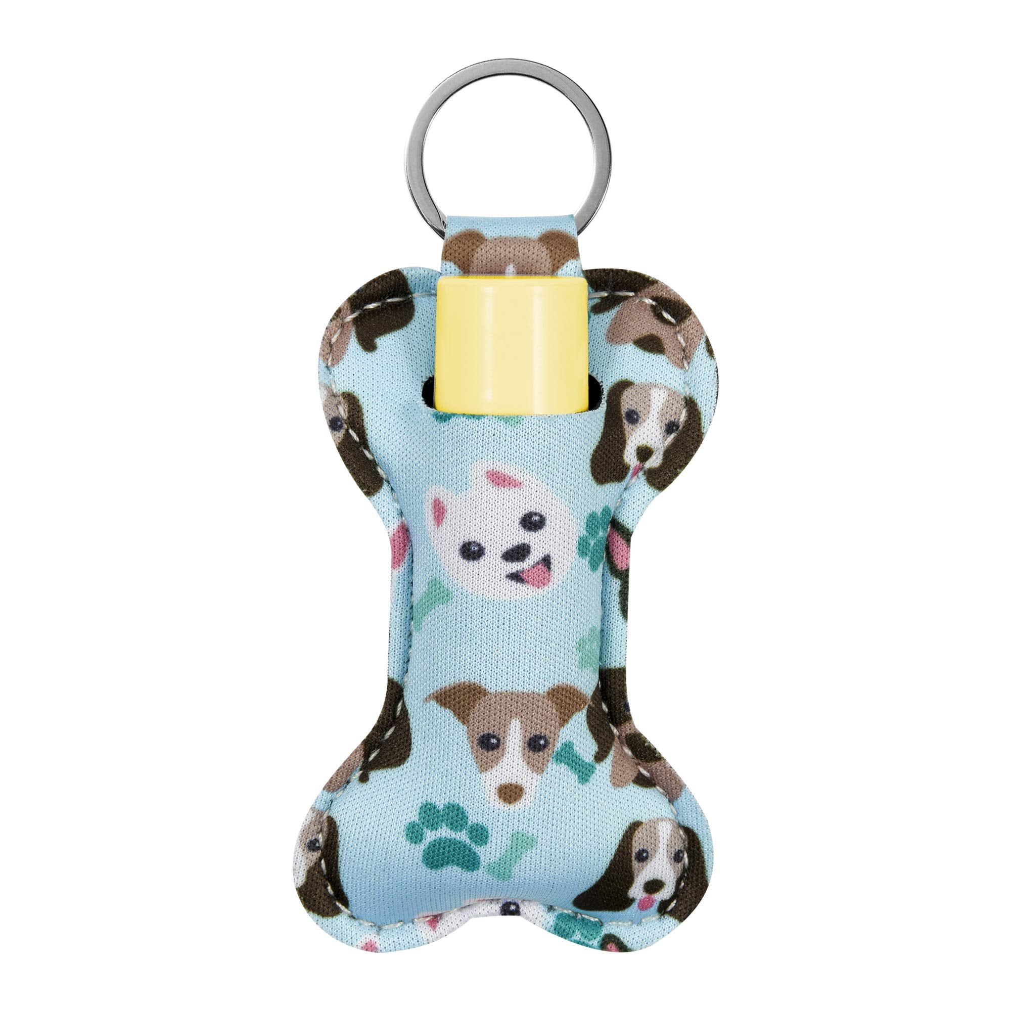 Beautyflier Neoprene Chapstick Lipstick Keychain Holder (Dog Pattern)