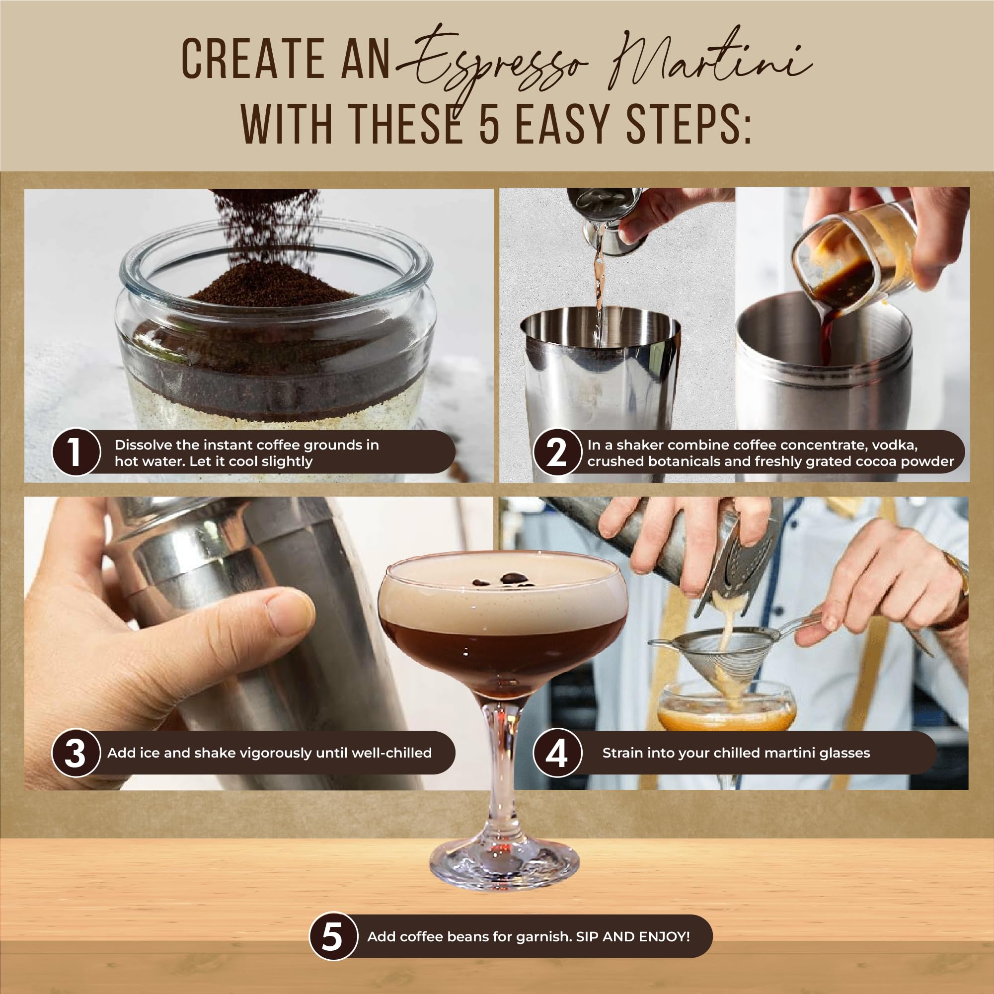 Espresso Martini Gifts– Premium Cocktail Kit - Espresso Martini Kit Maker Set with Glasses, Party-Ready Accessories, and Elegant Decorations for Birthdays and Events, Birthday Gifts for Women