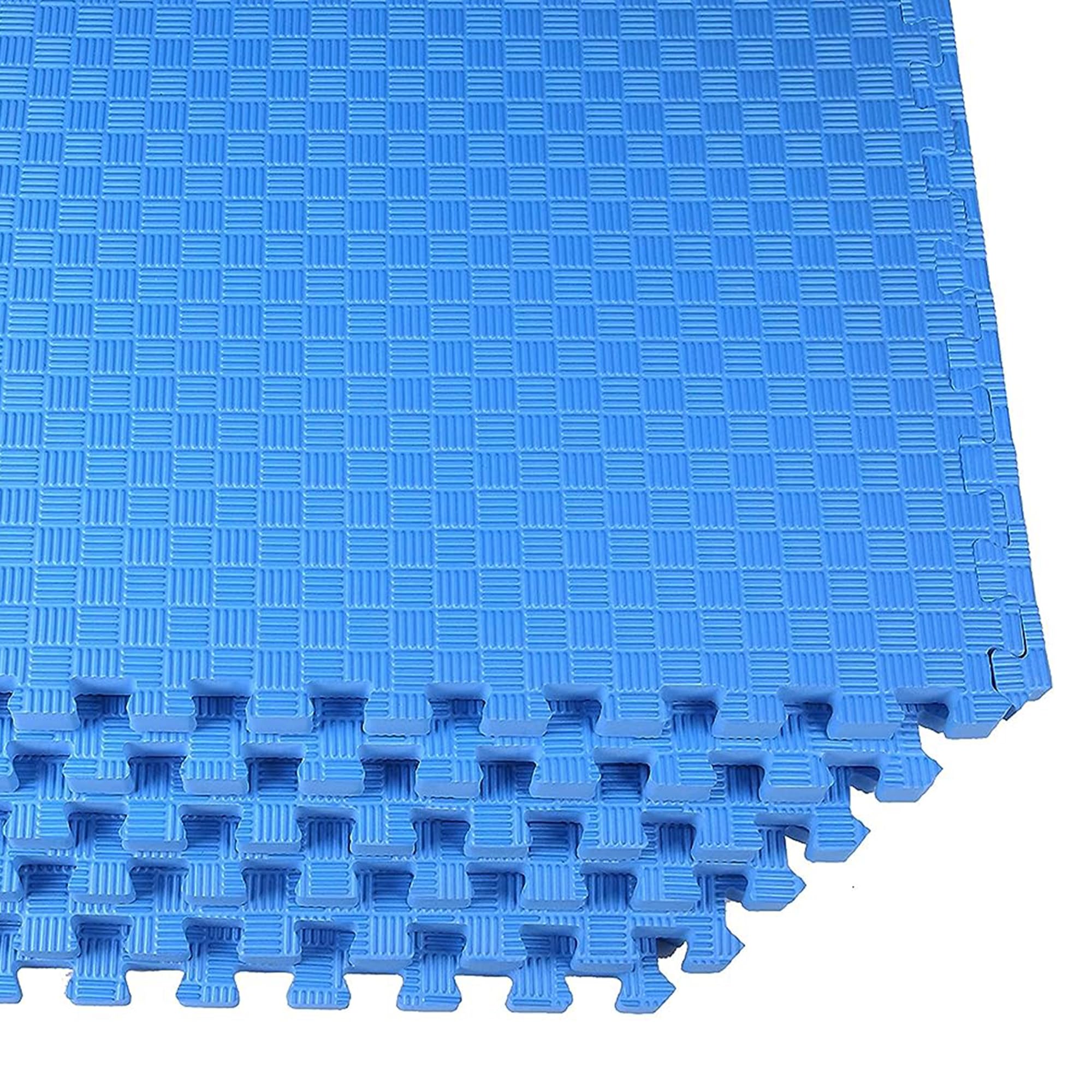 BalanceFrom Puzzle Exercise Mat with EVA Foam Interlocking Tiles for MMA, Exercise, Gymnastics and Home Gym Protective Flooring, One Inch Thick, 24 Square Feet, Blue