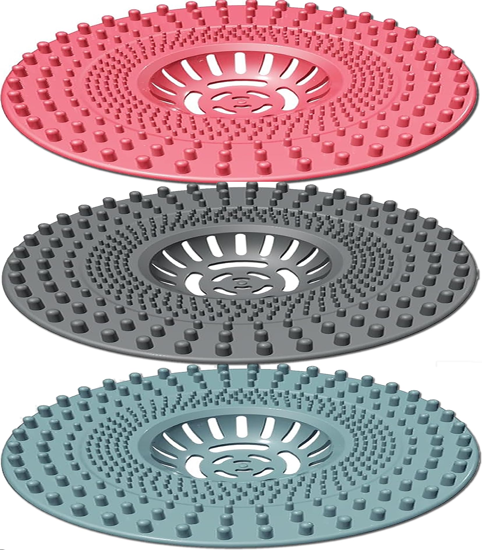 Upgrade Shower Drain Hair Catcher, 3 Pack Silicone Shower Hair Drain Catcher, Drain Hair Catcher Protector, Shower Drain Cover, Bathroom Sink Drain Strainer, Bathtub Tub Stopper Accessories for Bath