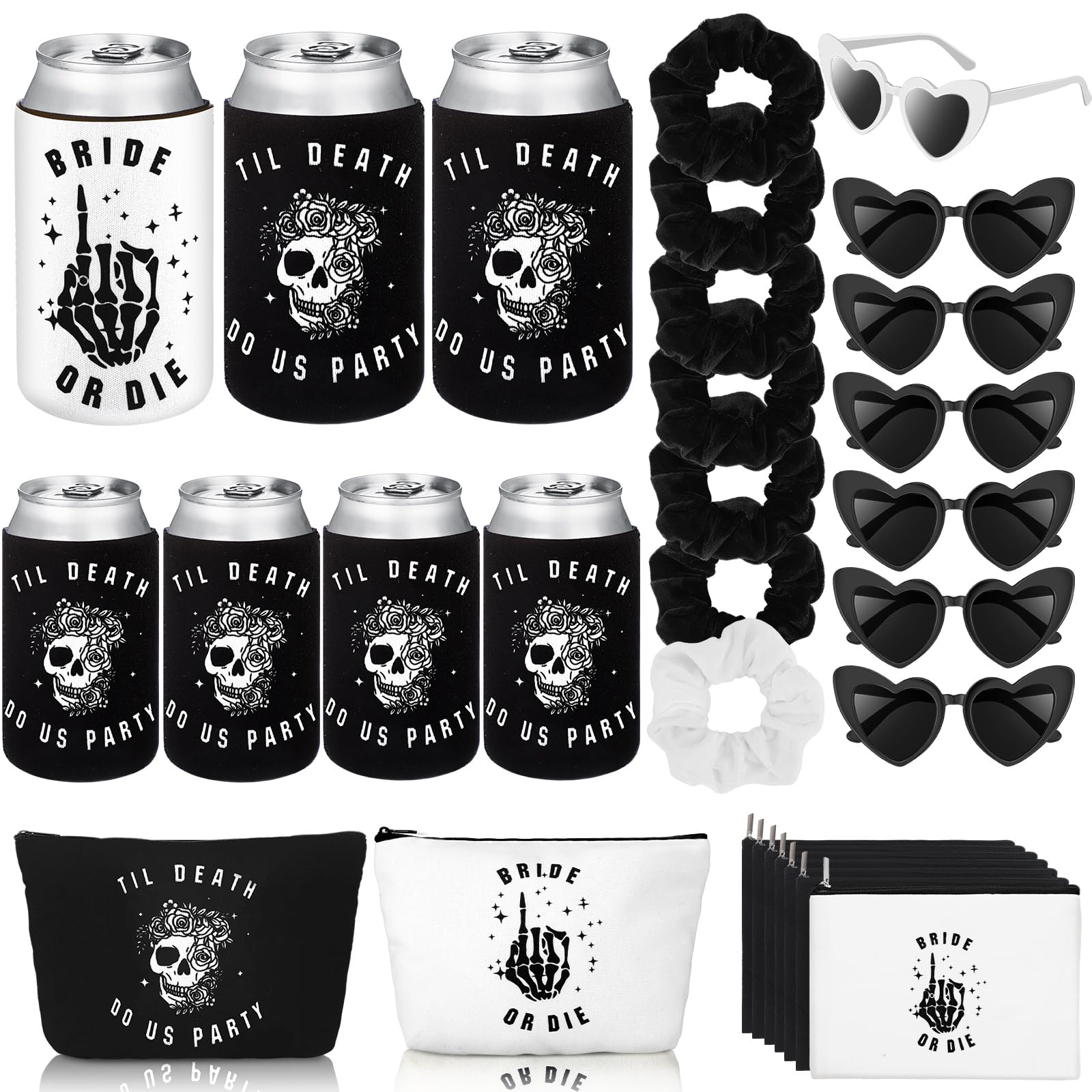 Norme Bride or Die Bachelorette Party Decor Till Death Do Us Party Gift Set with Scrunchies Cosmetic Bag Sunglasses(28 Pcs)