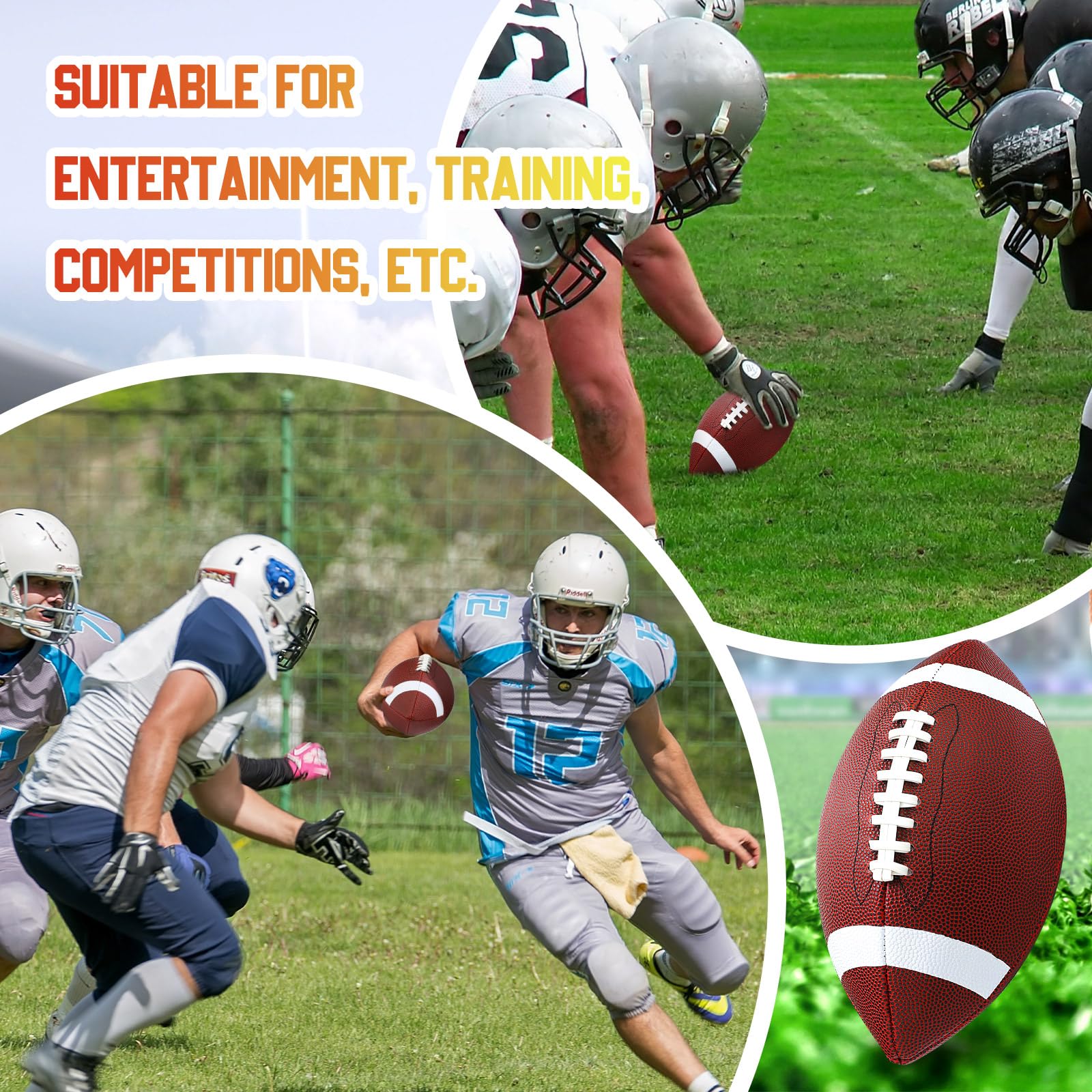 Jerify Composite Leather Footballs Official Size Composite Leather Balls Leather Inflatable Footballs with Pump Indoor Outdoor Footballs Bulk for Training and Recreational Play(15 Pcs)