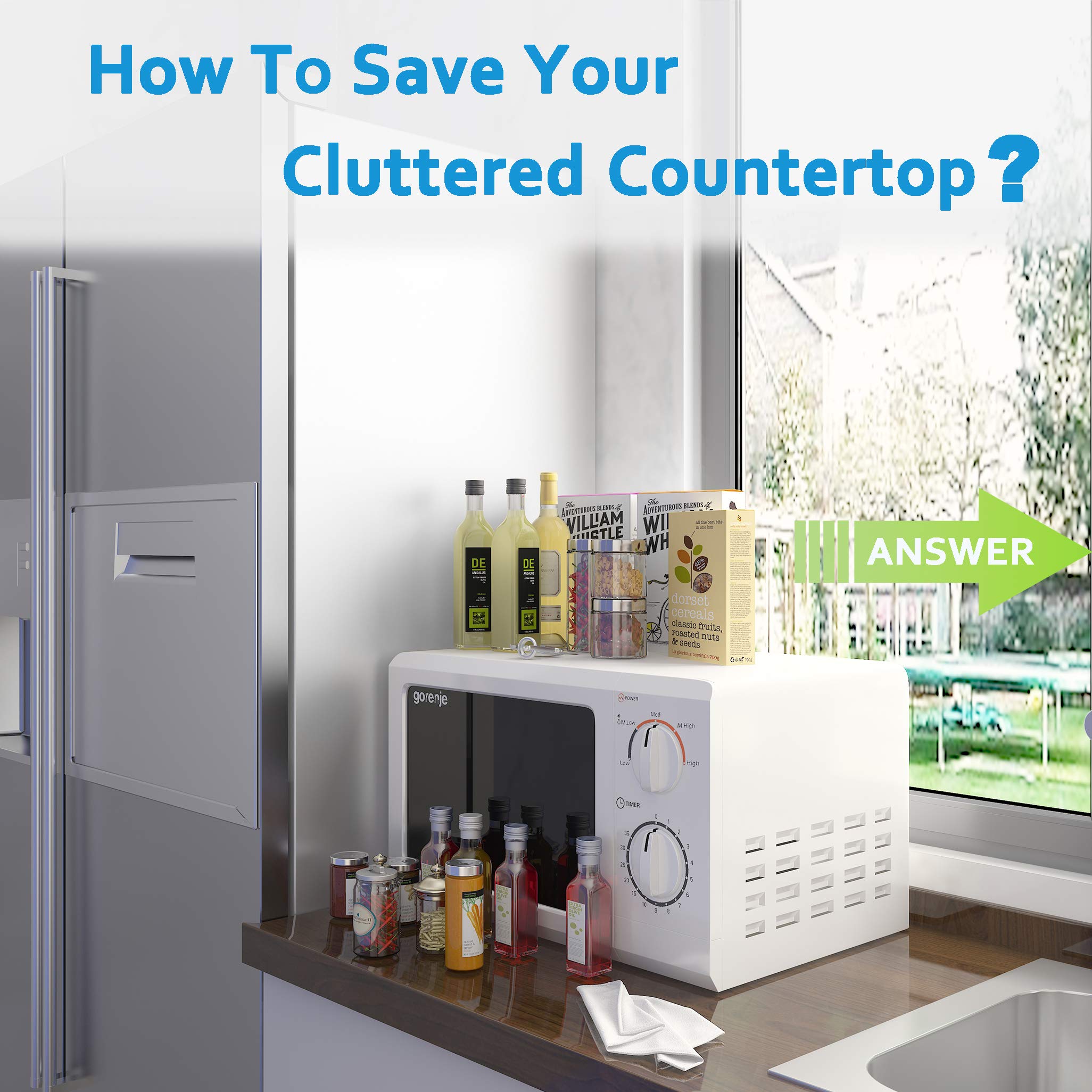 Magnetic Spice Rack, THIPOTEN 2-in-1 Foldable Strong Magnetic Shelf with Paper Towel Holder, Perfect Space Saver for Small Kitchen/Apartment, Easy to Install on The Side of Refrigerator(Black)