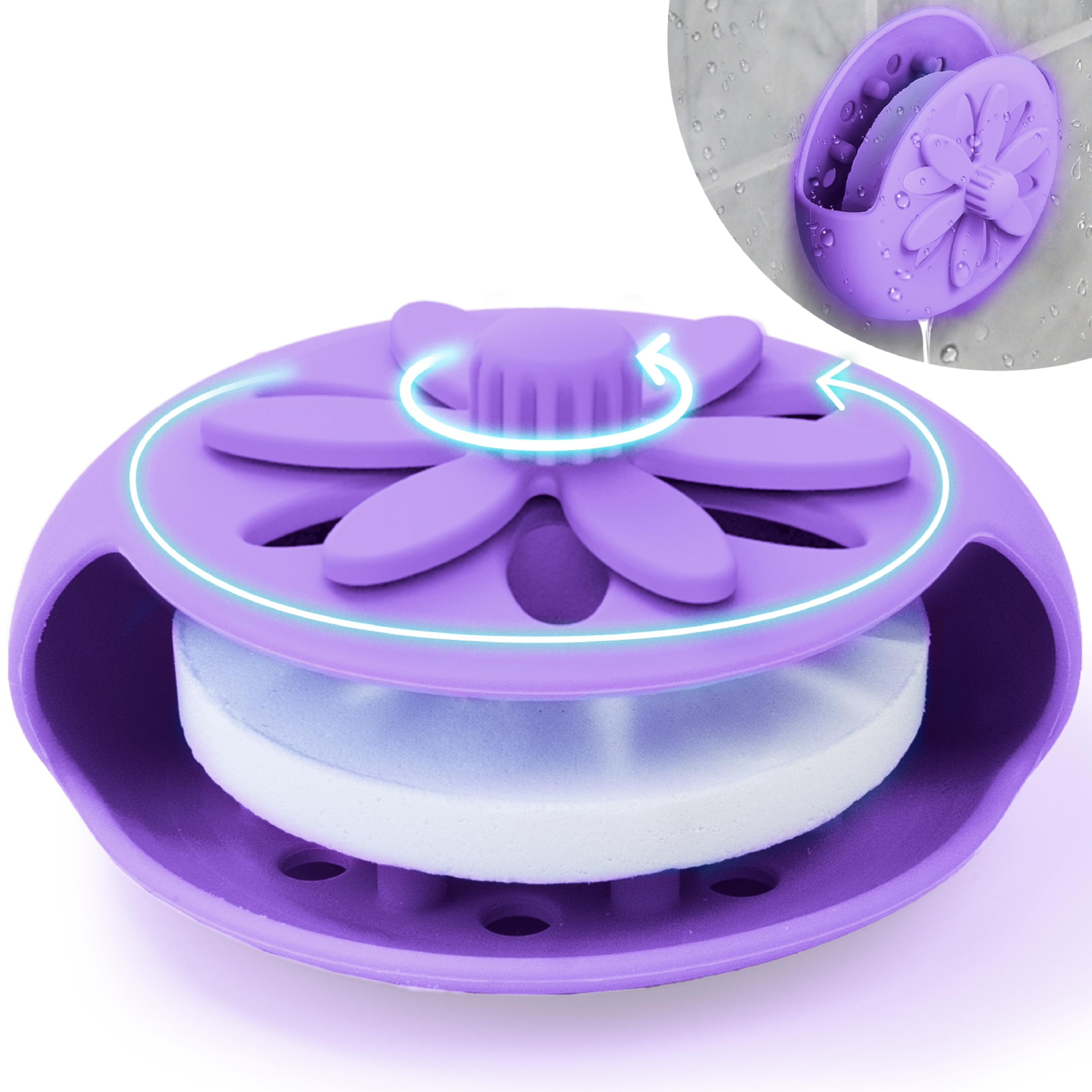 Purple Shower Steamers Tray, Big Suction Cup Shower Steamer Tablet Holder Dish for Long Lasting Use, Flake Bath Bombs Container, Adornment Household Supply Car Decoration Yoga Decor