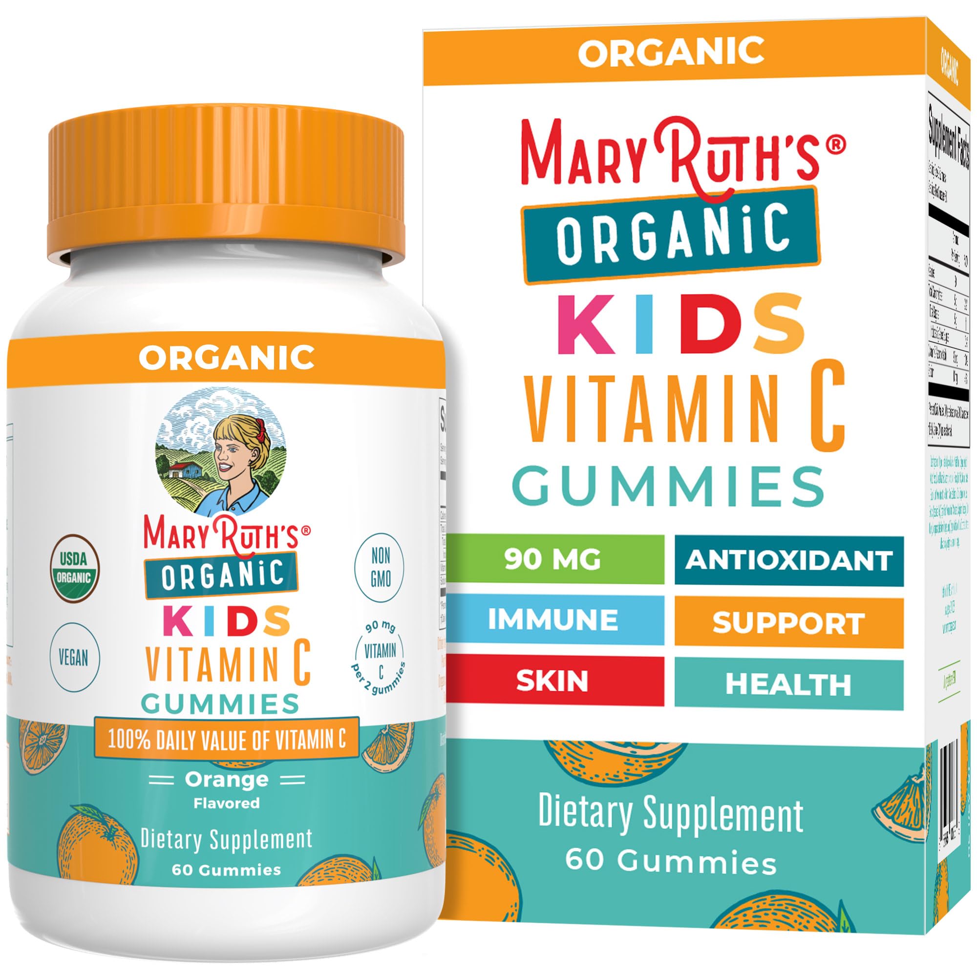 MaryRuth Organics Kids Vitamin C Gummies | Supplement for Immune Support & Overall Health |Immune Support Supplement | Vitamin C for Kids Ages 4+ | Vegan | Non-GMO | 60 Servings