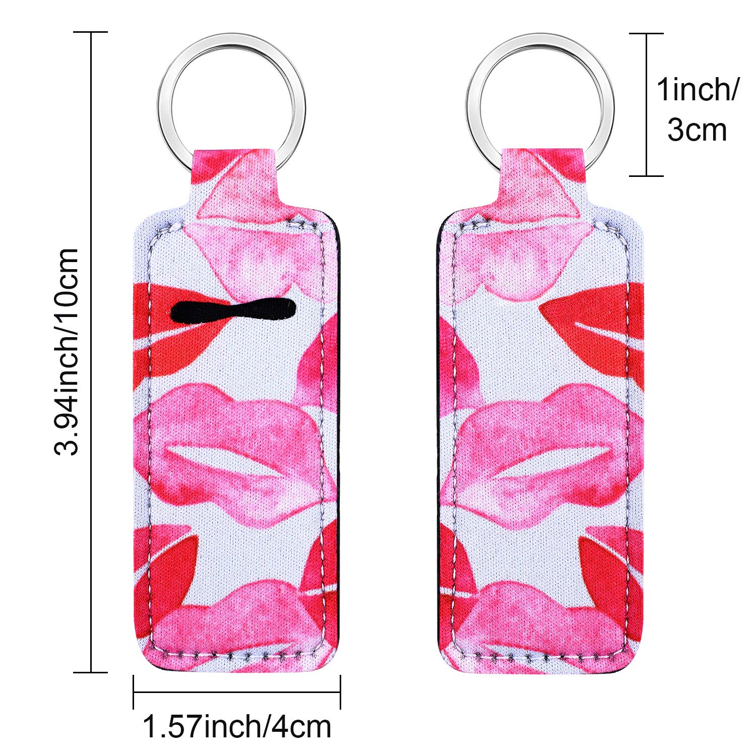 Frienda 12 Pieces Lipstick Holder Keychain Bulk Neoprene Lip Balm Lip Gloss Lipstick Sleeve Pouch with Metal Ring for Lipstick Lip Balm Lanyards Birthday Gift Travel Key Ring Holder