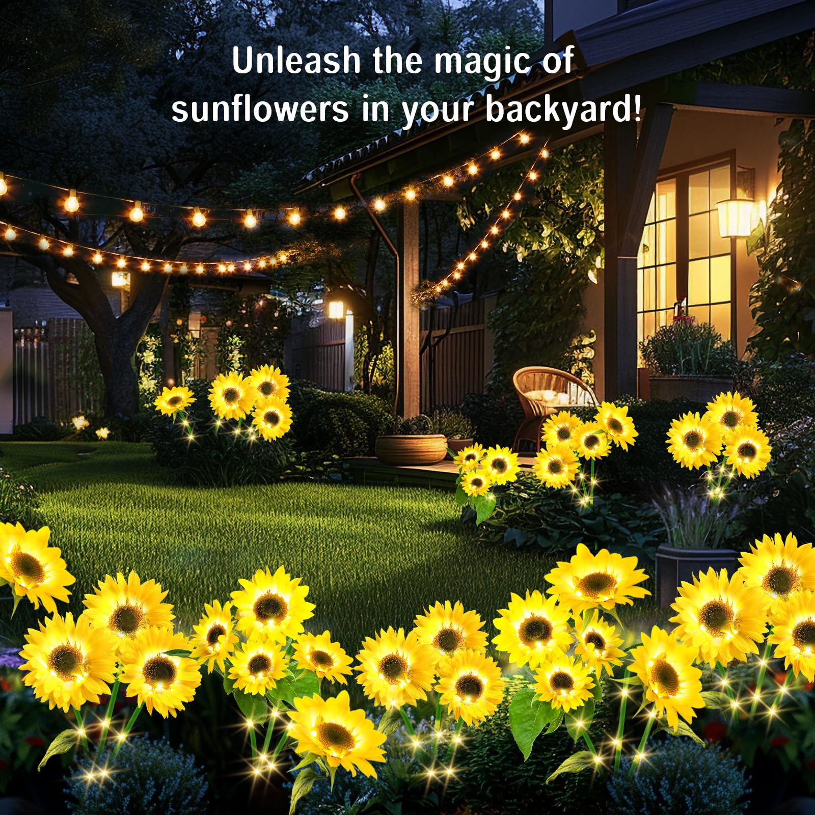 Solar Lights for Outside Garden Decor: 3 Pack Sunflower Solar Garden Lights Outdoor Waterproof, Solar Lights with 9 Sunflower Lights, Auto ON/Off Solar Decorative Lights for Garden, Patio, Yard