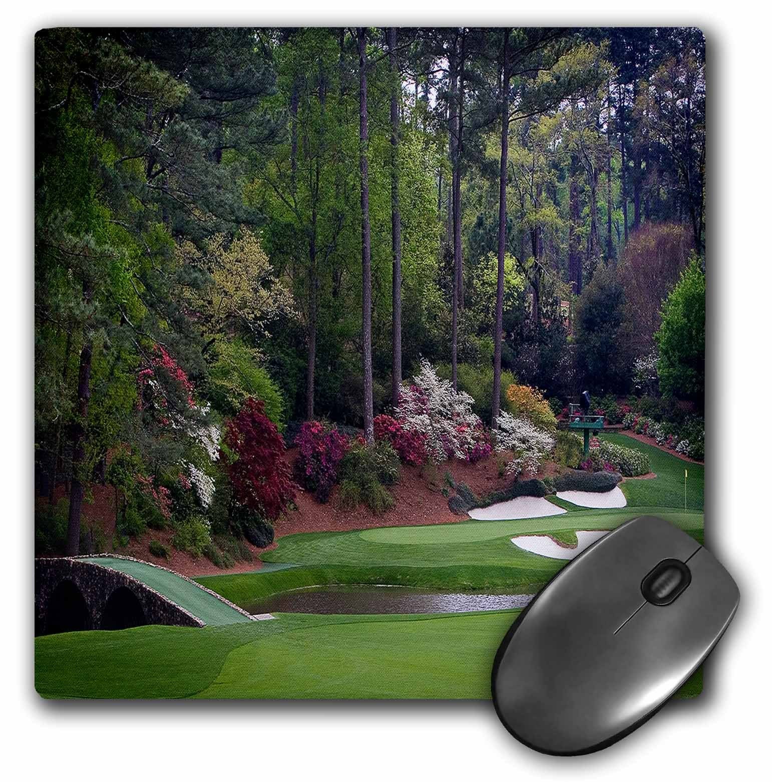 3dRose LLC 8 x 8 x 0.25 Inches Mouse Pad, Augustas Amen Corner Golf Course Golfers On Bridge (mp_131410_1)